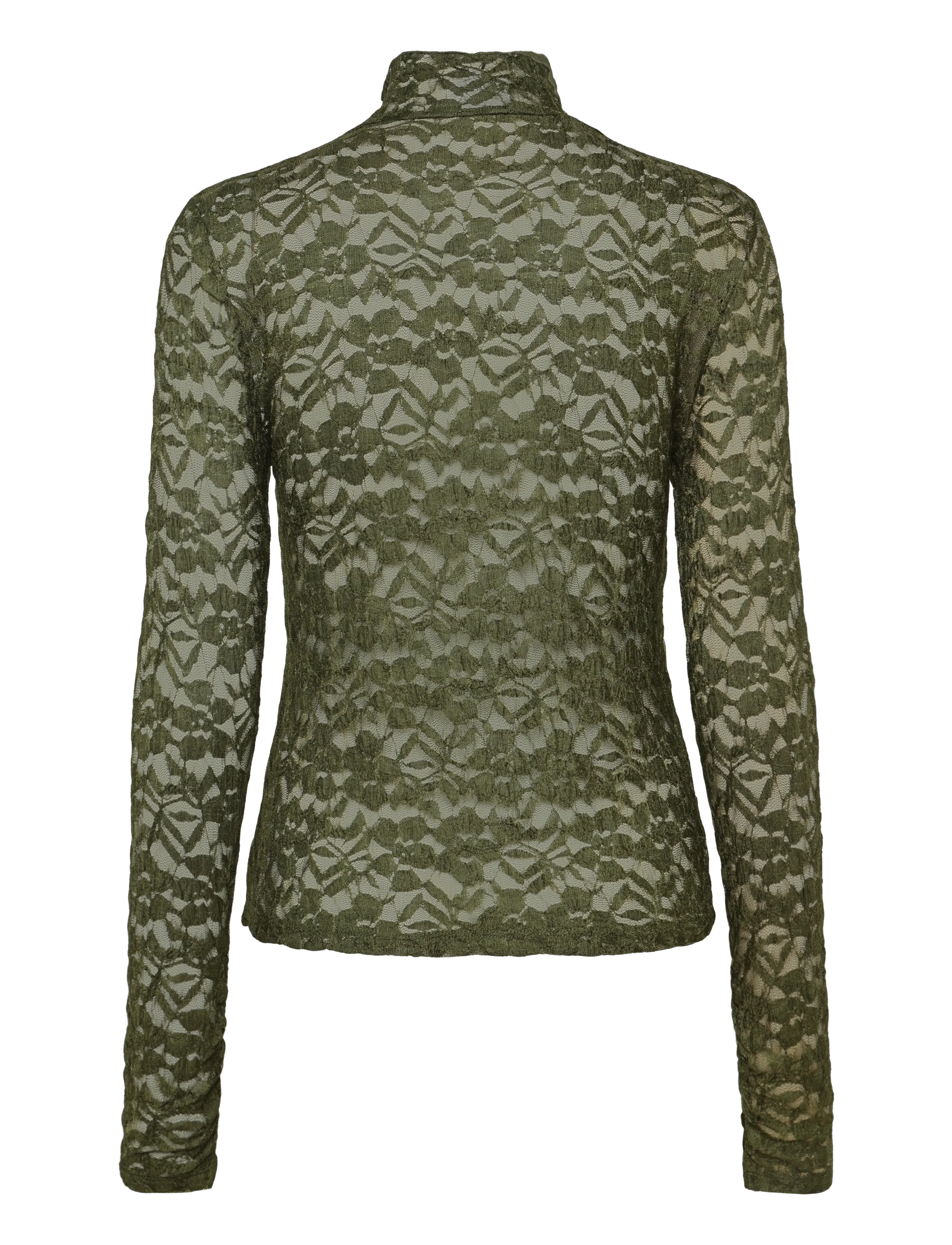 Dante6 - Dante6-Irony lace turtle neck top - turtlenecks - moss olive - 2