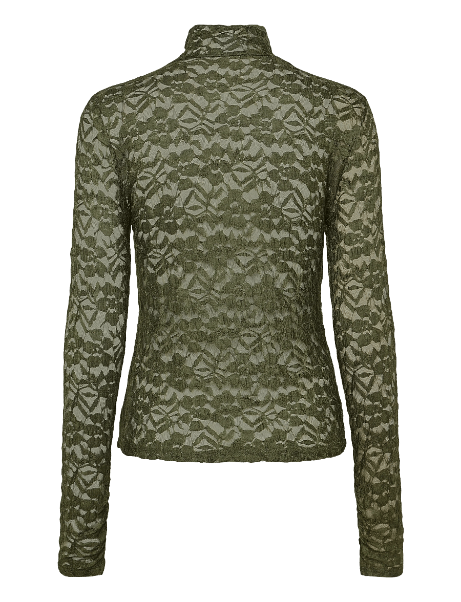 Dante6 - Dante6-Irony lace turtle neck top - turtlenecks - moss olive - 2