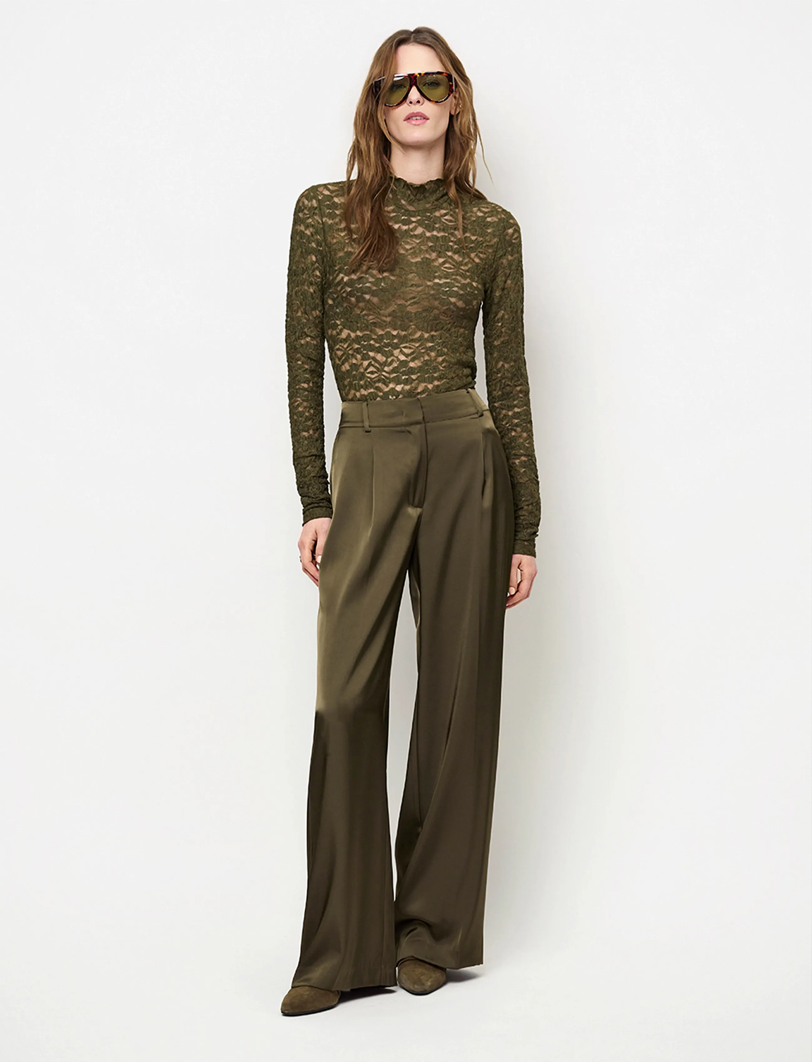 Dante6 Dante6-Irony lace turtle neck top - Dante6 - MOSS OLIVE / khaki/green