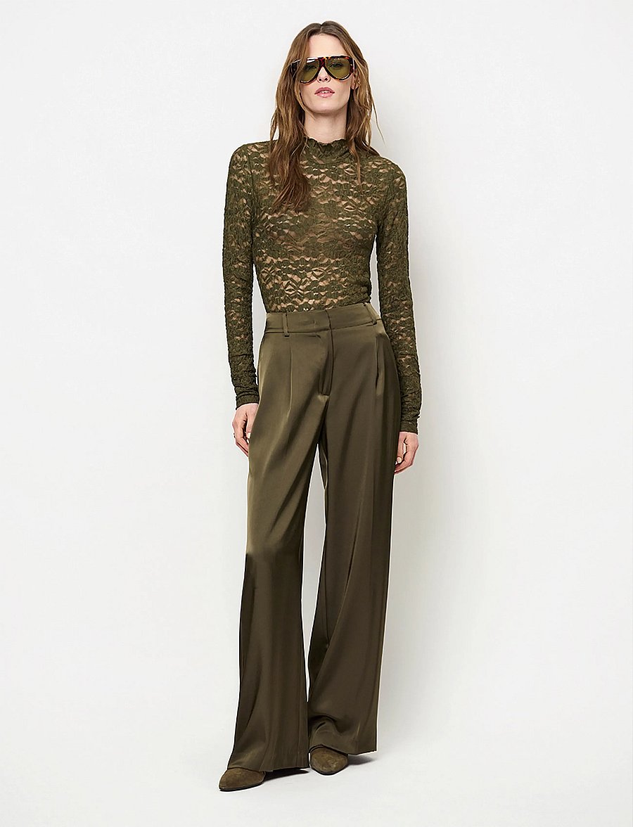Dante6 - Dante6-Irony lace turtle neck top - turtlenecks - moss olive - 0