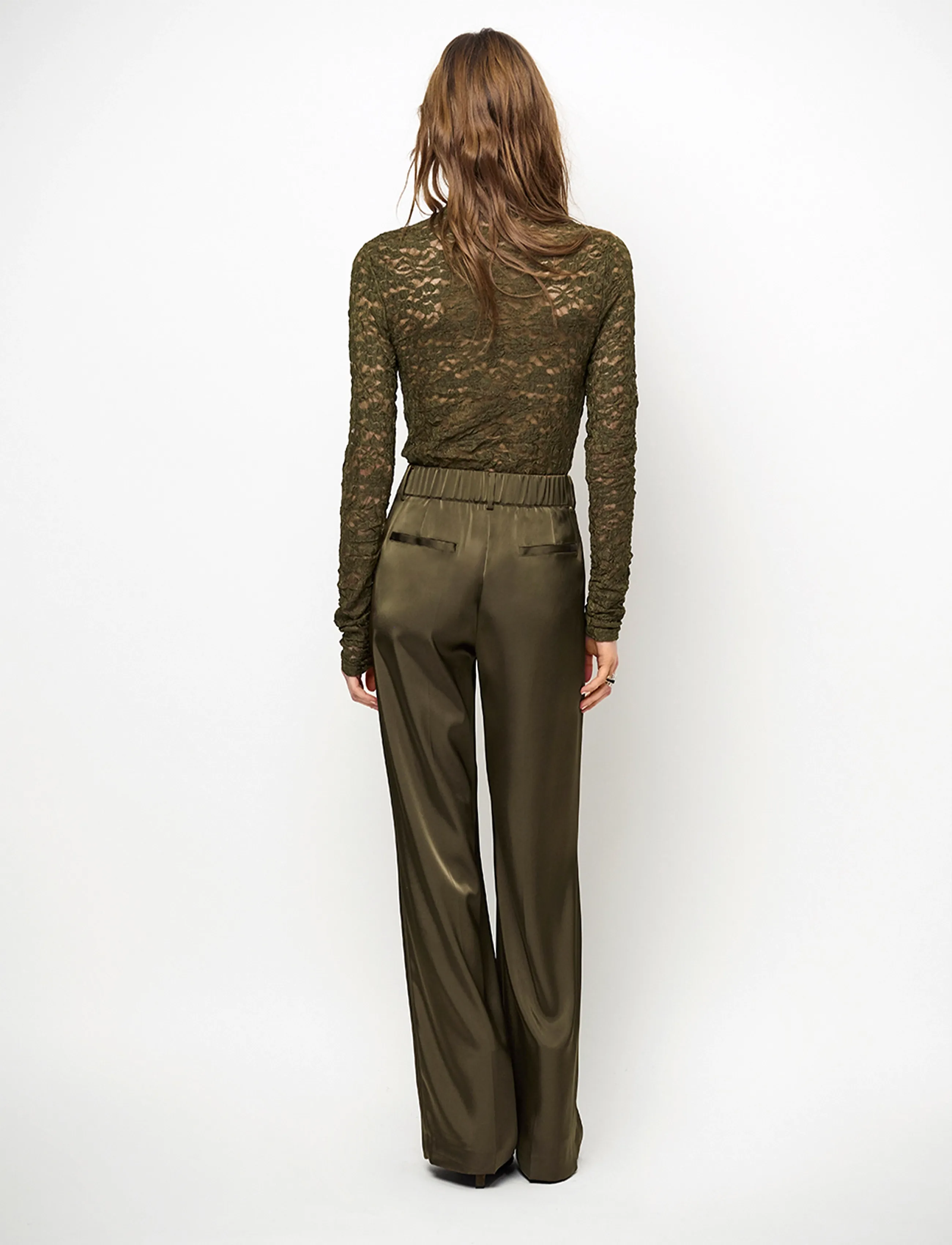 Dante6 - Dante6-Irony lace turtle neck top - turtlenecks - moss olive - 3