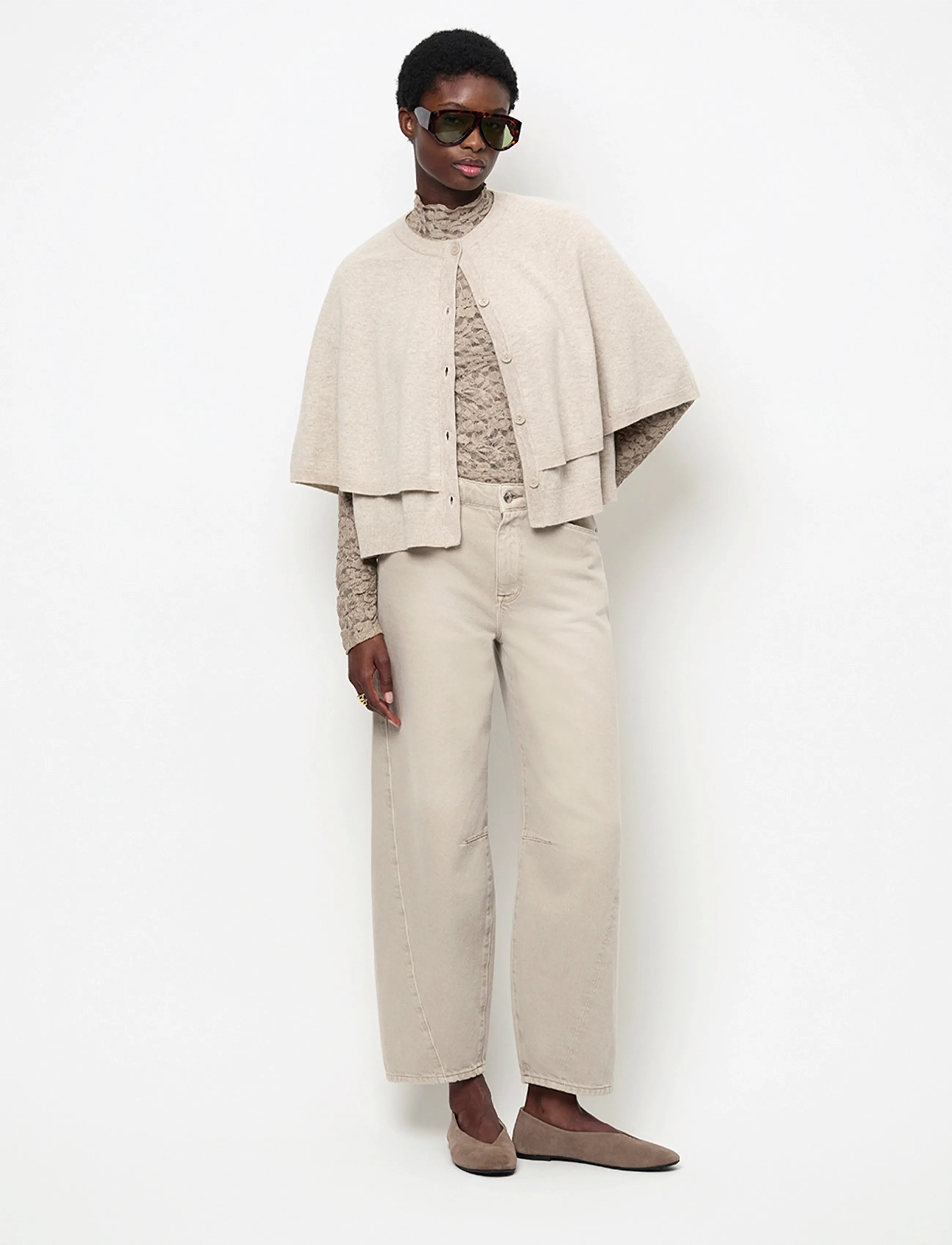 Dante6 Dante6-Irony lace turtle neck top - T-Shirts & Tops - WARM GREIGE / beige