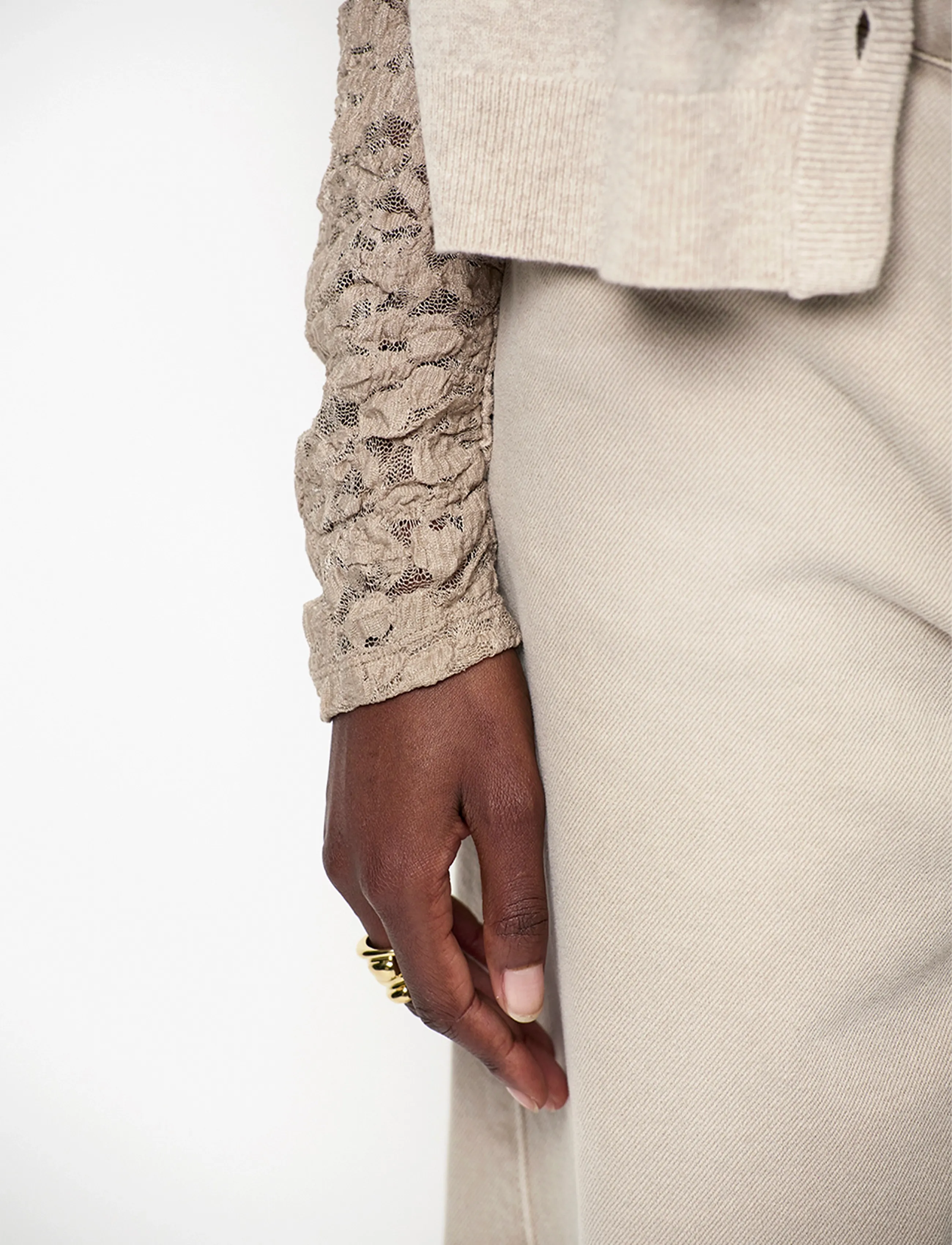 Dante6 - Dante6-Irony lace turtle neck top - rollkragenpullover - warm greige - 4