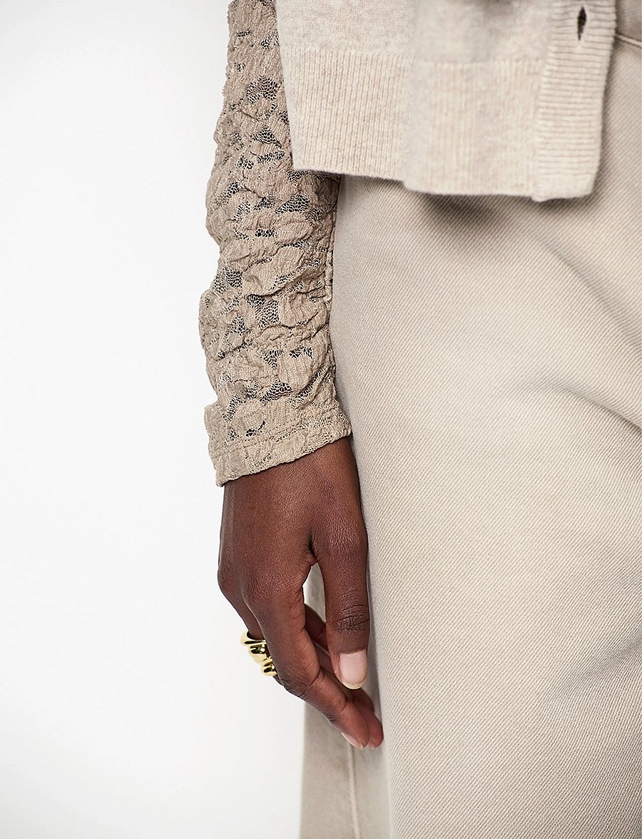 Dante6 - Dante6-Irony lace turtle neck top - rollkragenpullover - warm greige - 4
