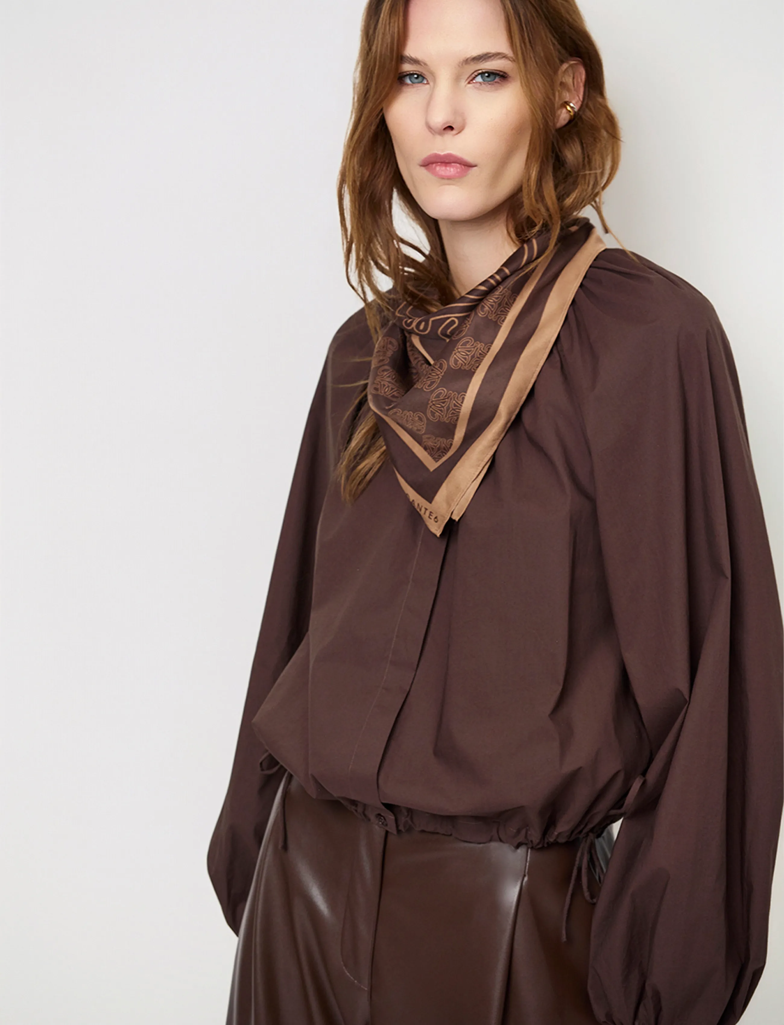 Dante6 Dante6-Monogram  printed scarf - Dante6 - ESPRESSO BROWN / brown