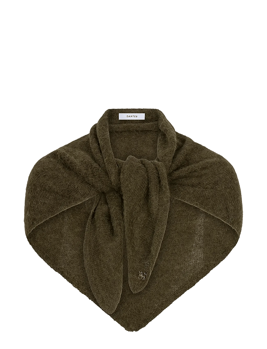 Dante6 - Dante6-Skai knitted triangular scarf - moss olive - 0