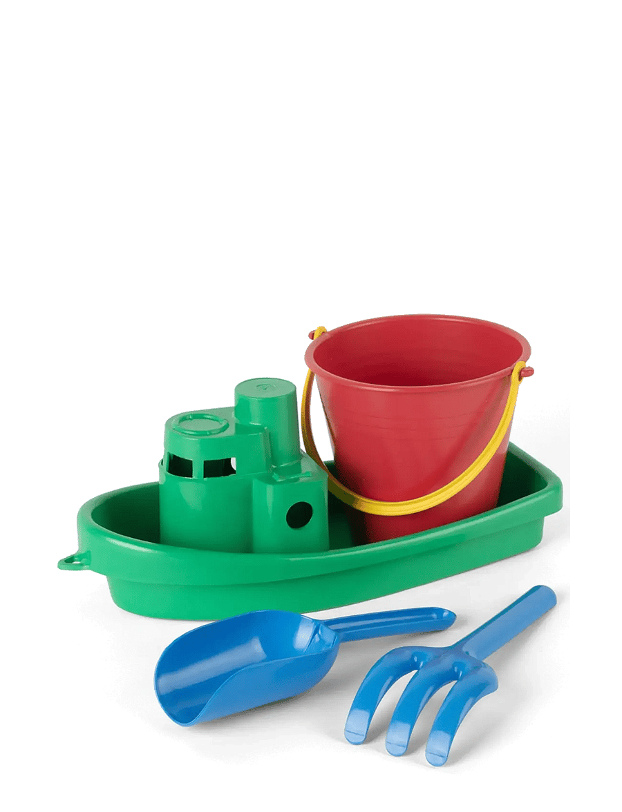 Dantoy - CLASSIC RECYCLED BOAT SET, GREEN BOAT 4 PCS. - sandspielzeug - green, red. blue, yellow - 1