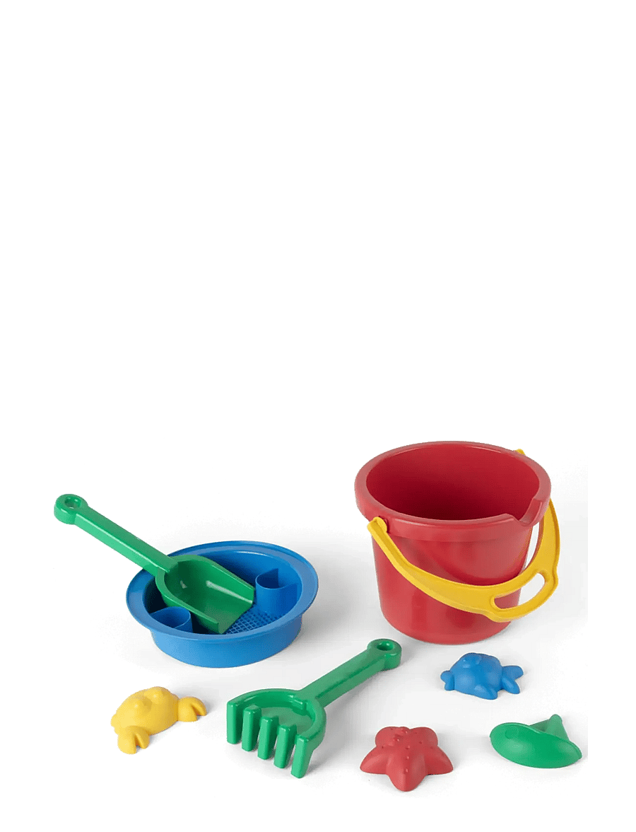 Dantoy - CLASSIC RECYCLED BUCKET SET, RED BUCKET, 8 PCS. - sandspielzeug - green, red. blue, yellow - 1