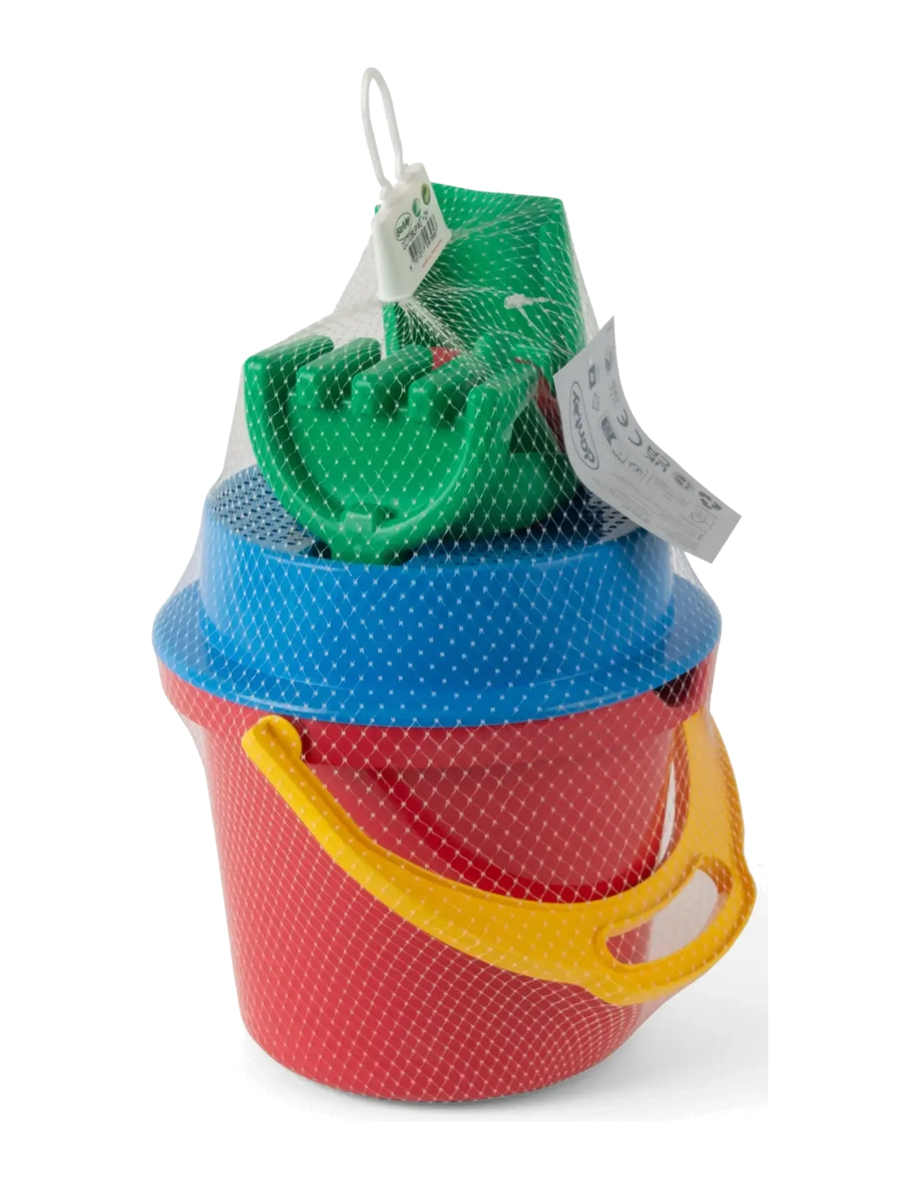 Dantoy - CLASSIC RECYCLED BUCKET SET, RED BUCKET, 8 PCS. - smilšu rotaļlietas - green, red. blue, yellow - 2
