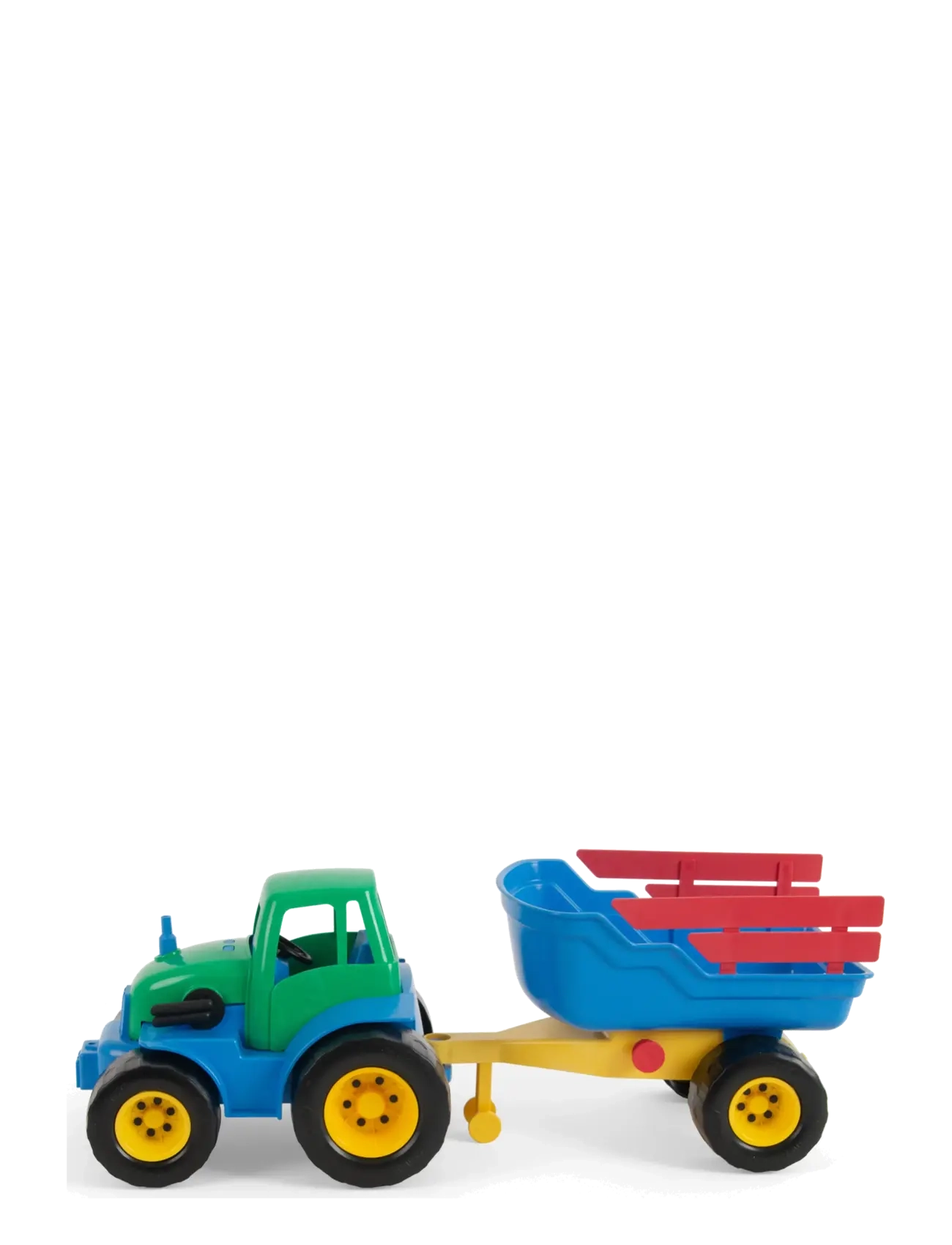 Dantoy - CLASSIC RECYCLED TRACTOR W/ TRAILER, PLASTIC WHEEL - traktoren - green, red. blue, yellow - 2