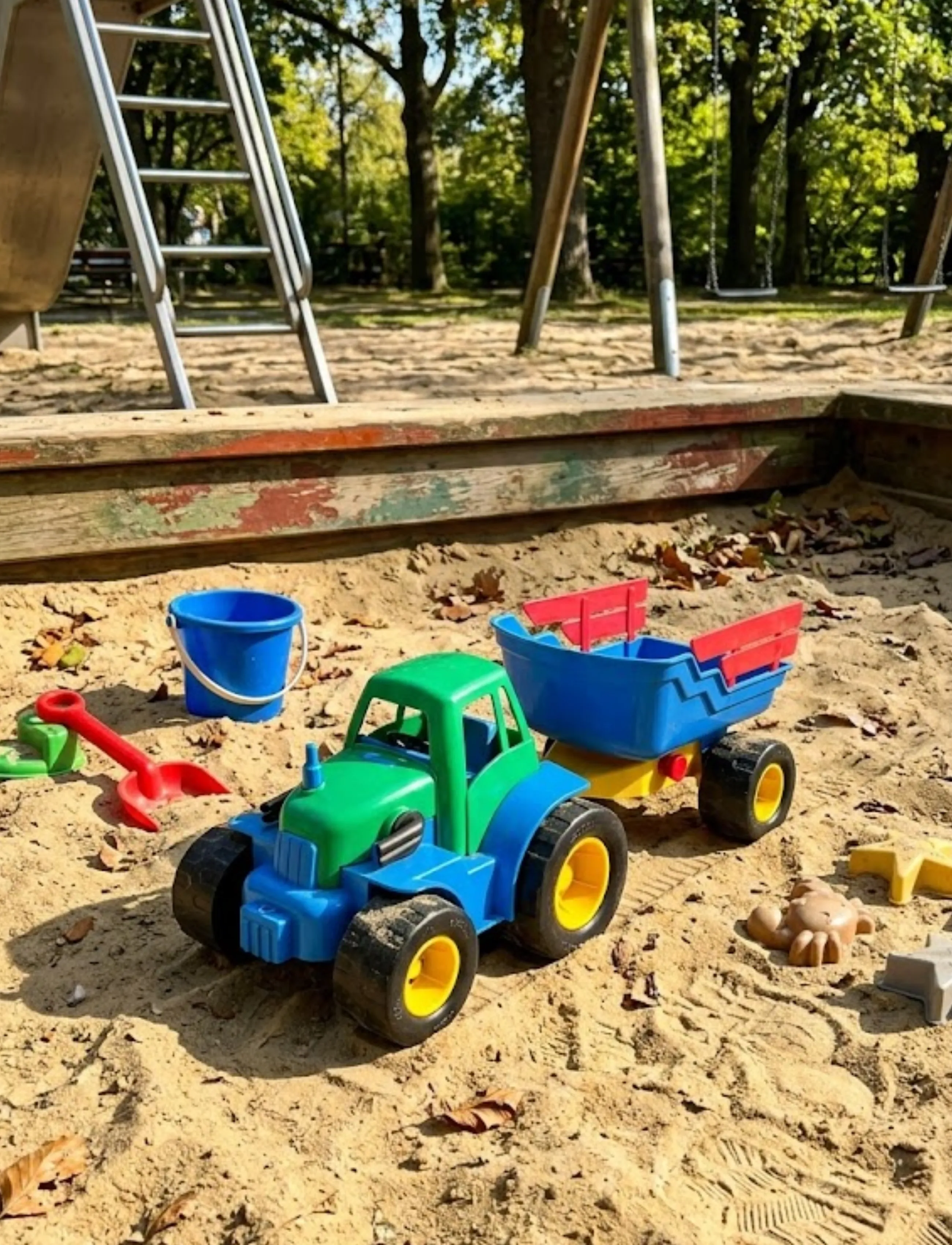 Dantoy Classic Recycled Tractor W/ Trailer, Plastic Wheel, 41X15X16.5 cm, Toy Vehicles, Blau - Tractors, Kinder