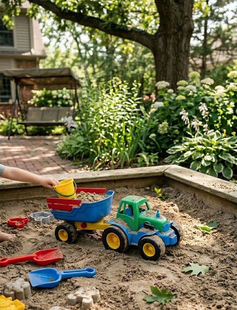 Dantoy - CLASSIC RECYCLED TRACTOR W/ TRAILER, PLASTIC WHEEL - tractors - green, red. blue, yellow - 3