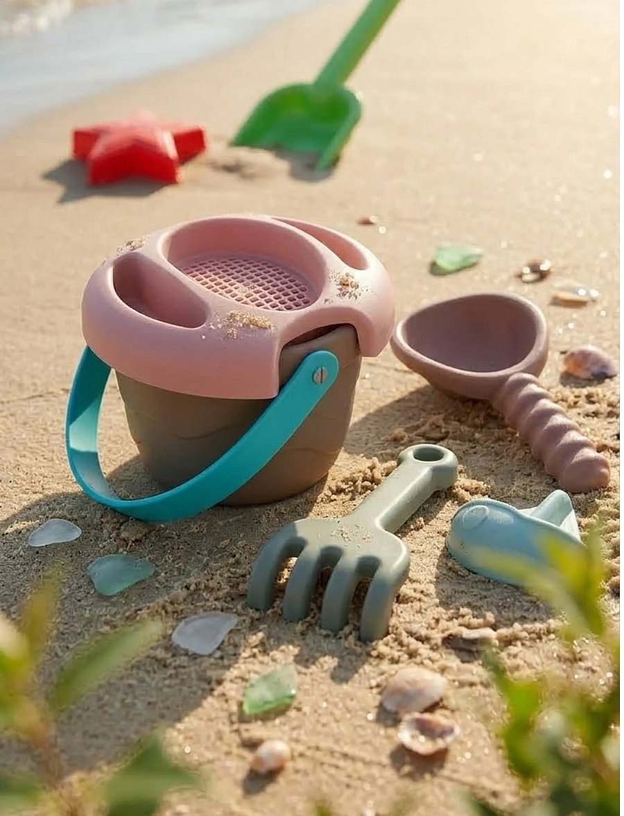 Dantoy - GB BUCKET SET - sand toys - grey, pink, purple, green - 0