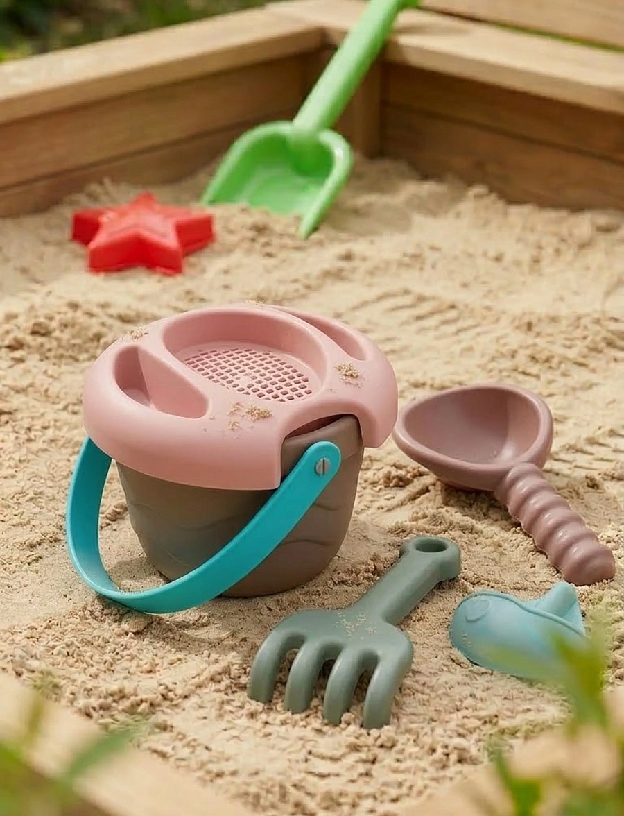 Dantoy - GB BUCKET SET - sand toys - grey, pink, purple, green - 5