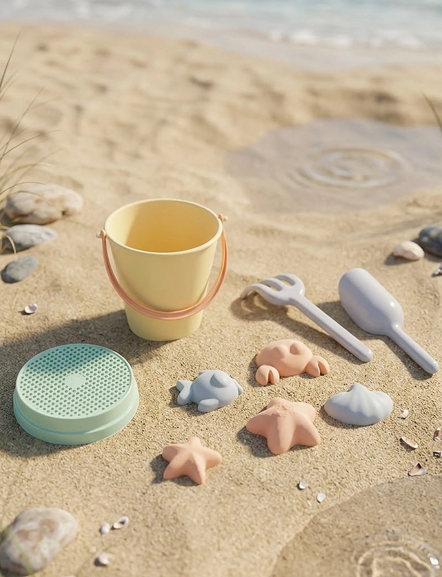 Dantoy - PASTEL BUCKET SET - green, light purple, light yellow, orange, summer blue - 0