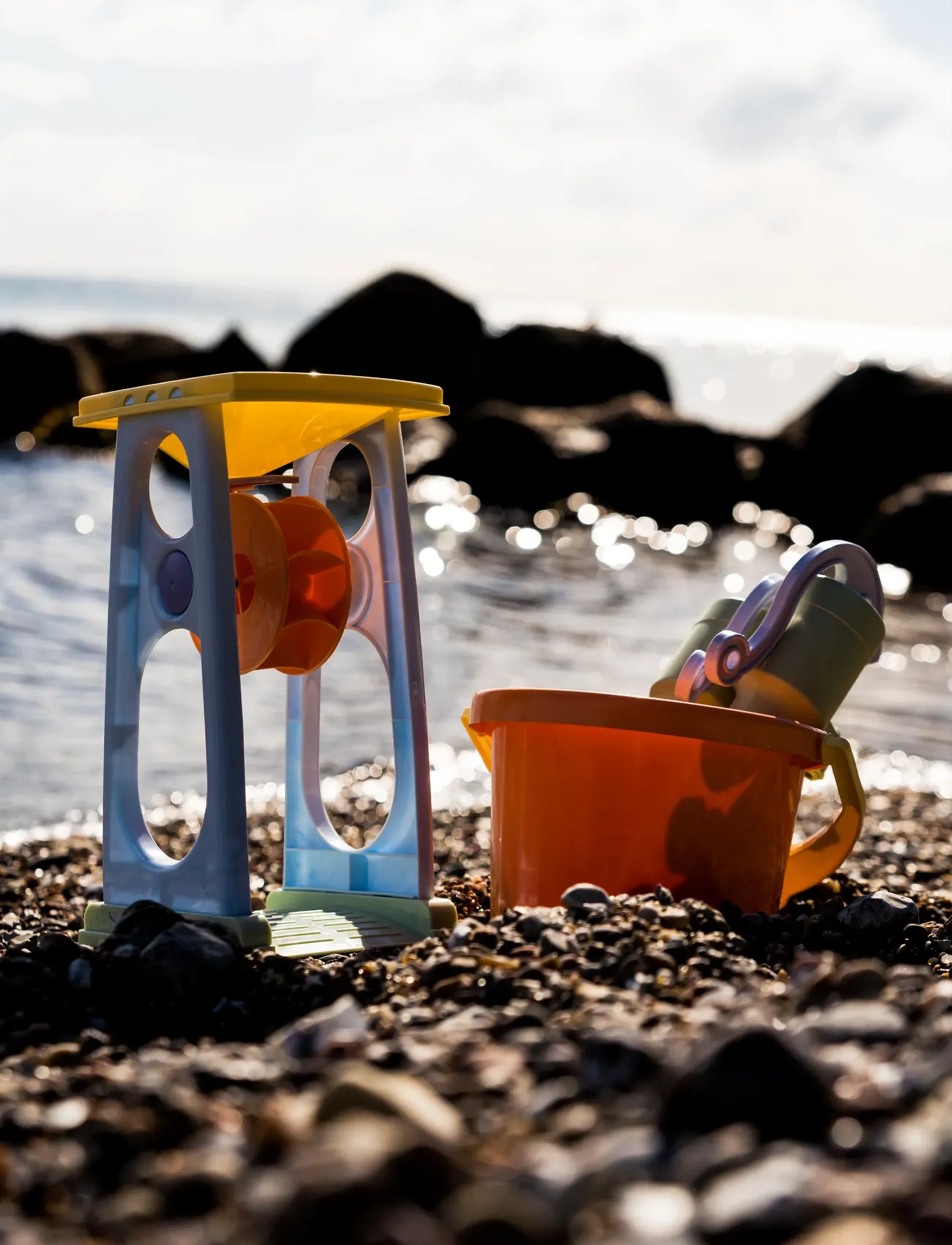 Dantoy - PASTEL RECYCLED SAND-WATER WHEEL H: 30 CM - sandleker - green, light purple, light yellow, orange, summer blue - 2