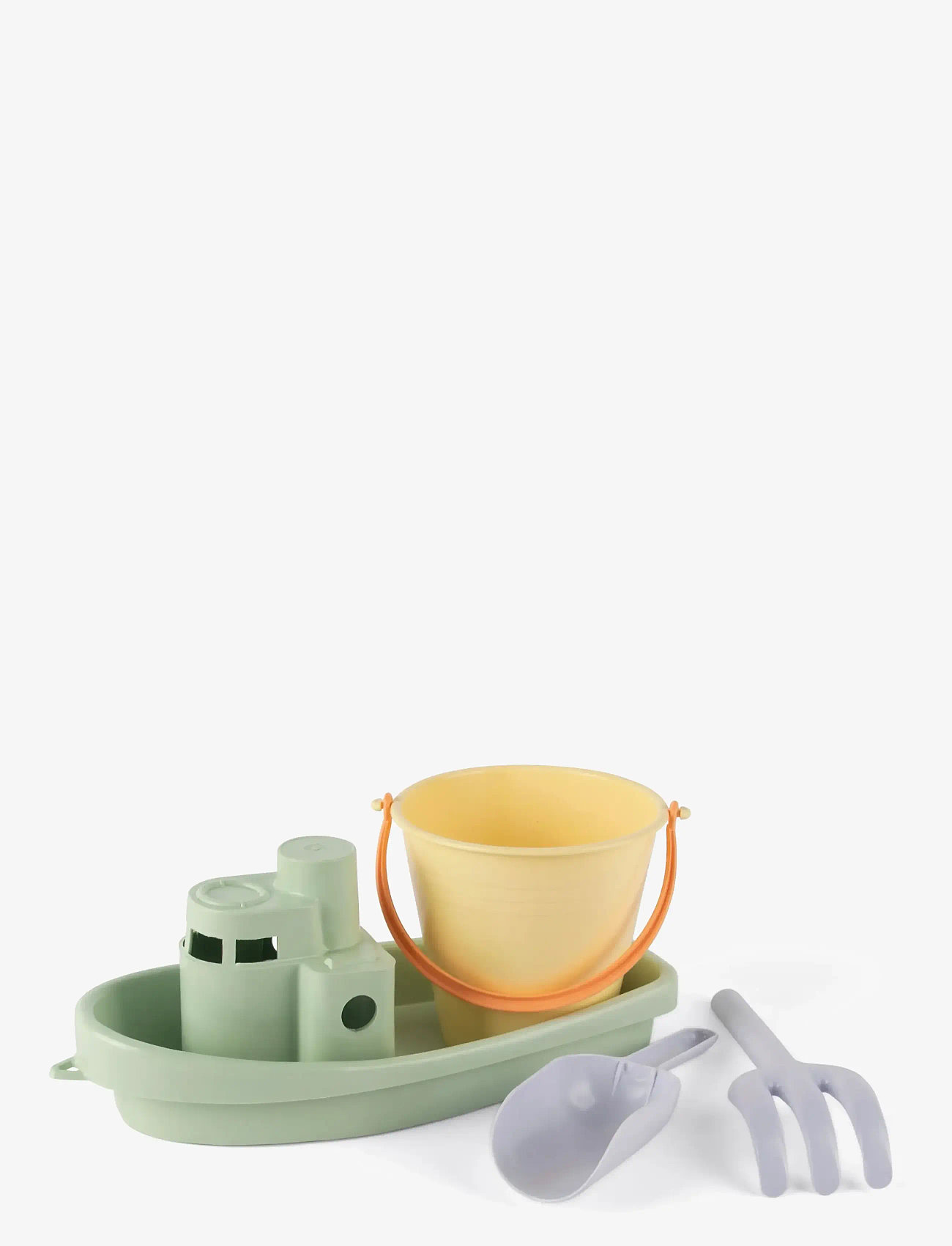 Dantoy - PASTEL RECYCLED BOAT & SANDSET 4 PCS - sand toys - green, light purple, light yellow, orange - 1