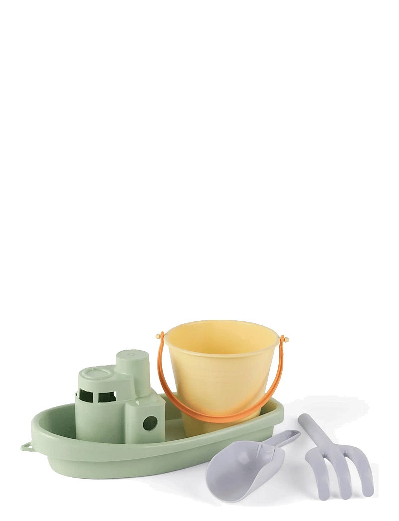 Dantoy - PASTEL RECYCLED BOAT & SANDSET 4 PCS - sand toys - green, light purple, light yellow, orange - 1
