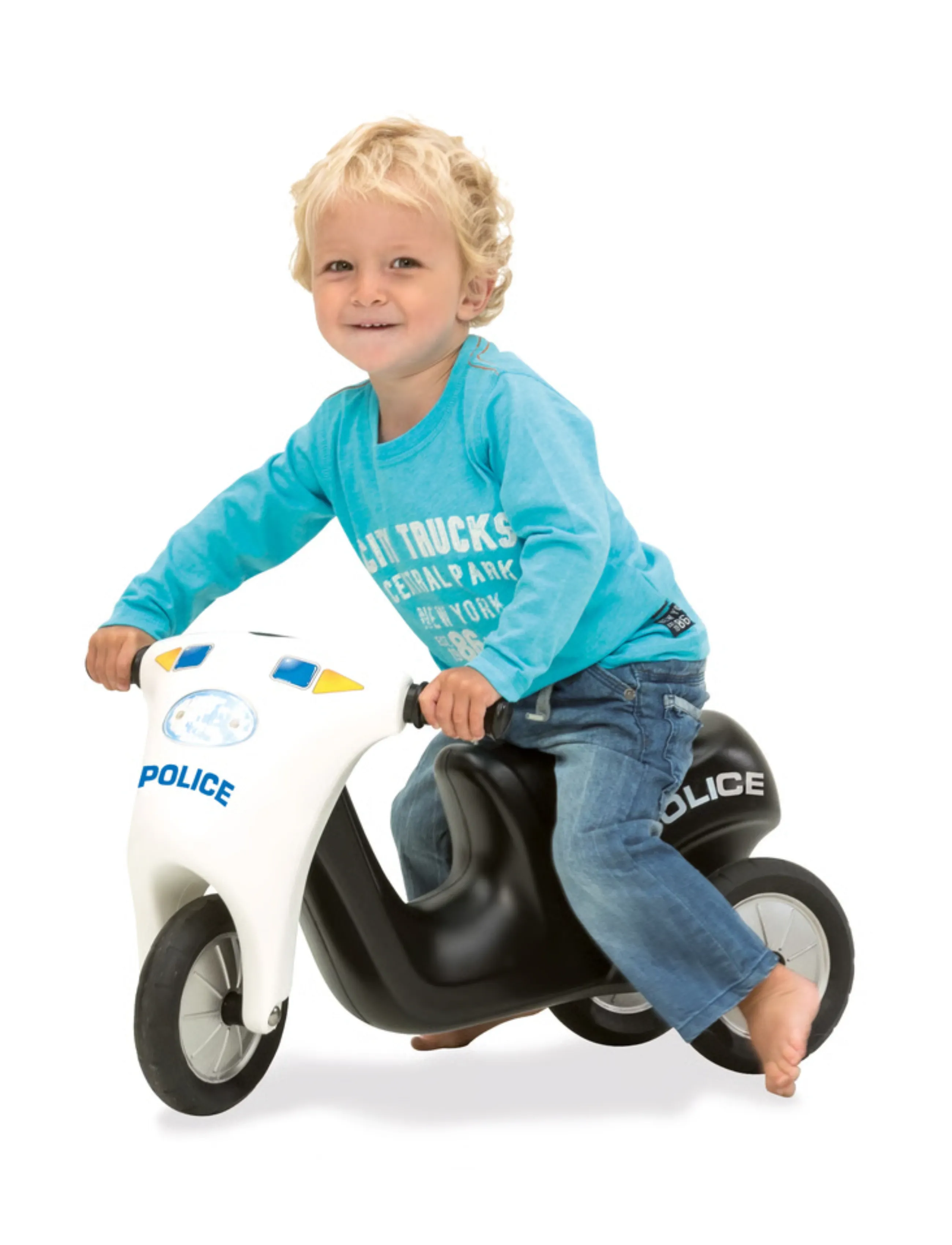 Dantoy Scooter Police-Rubber 3 Wheels, Børn, Ride On Legetøj, Sort, Str: ONE SIZE