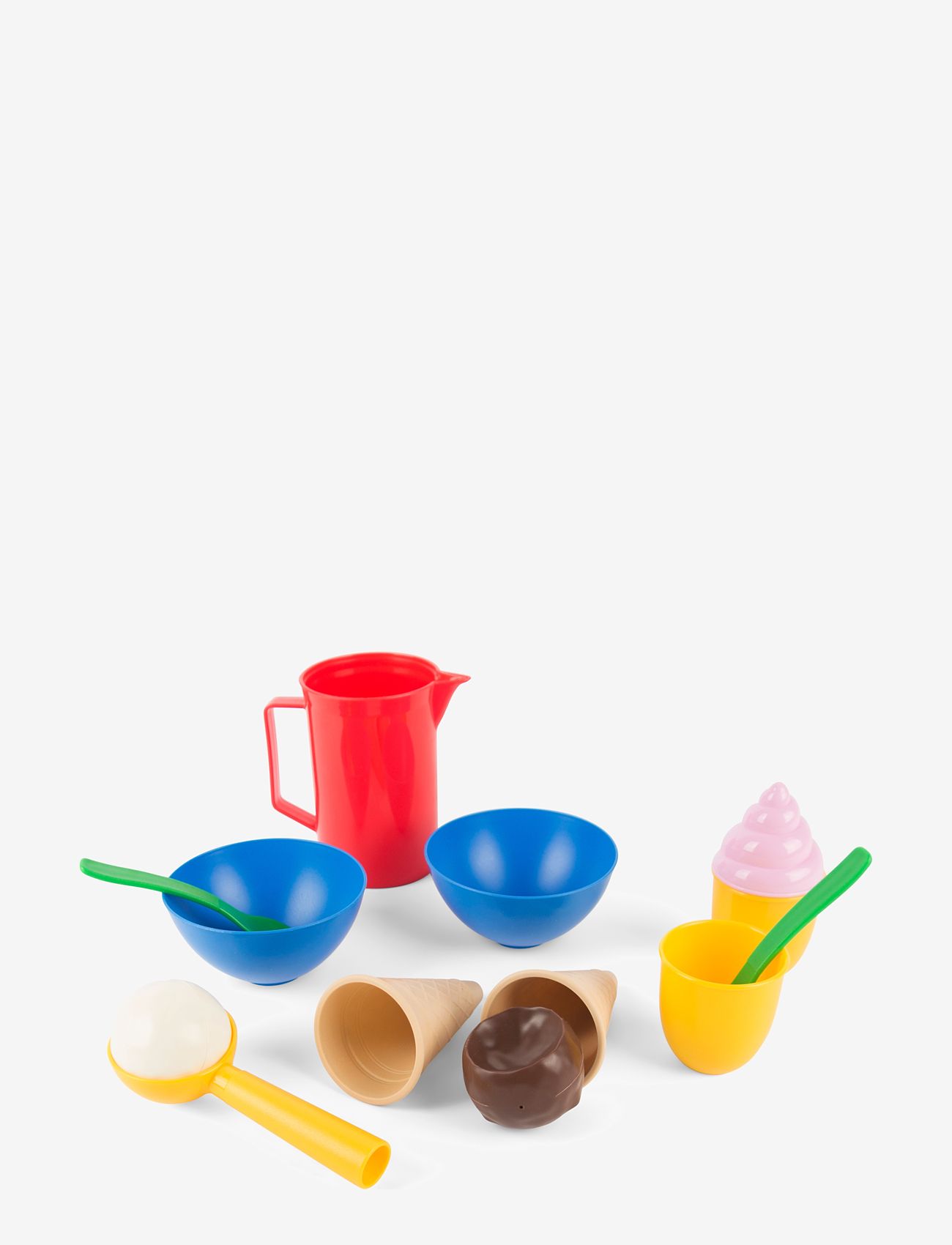 Dantoy - classic ice cream set - legemad & legekager - yellow, red, blue, green, beige, pink, brown, white - 0