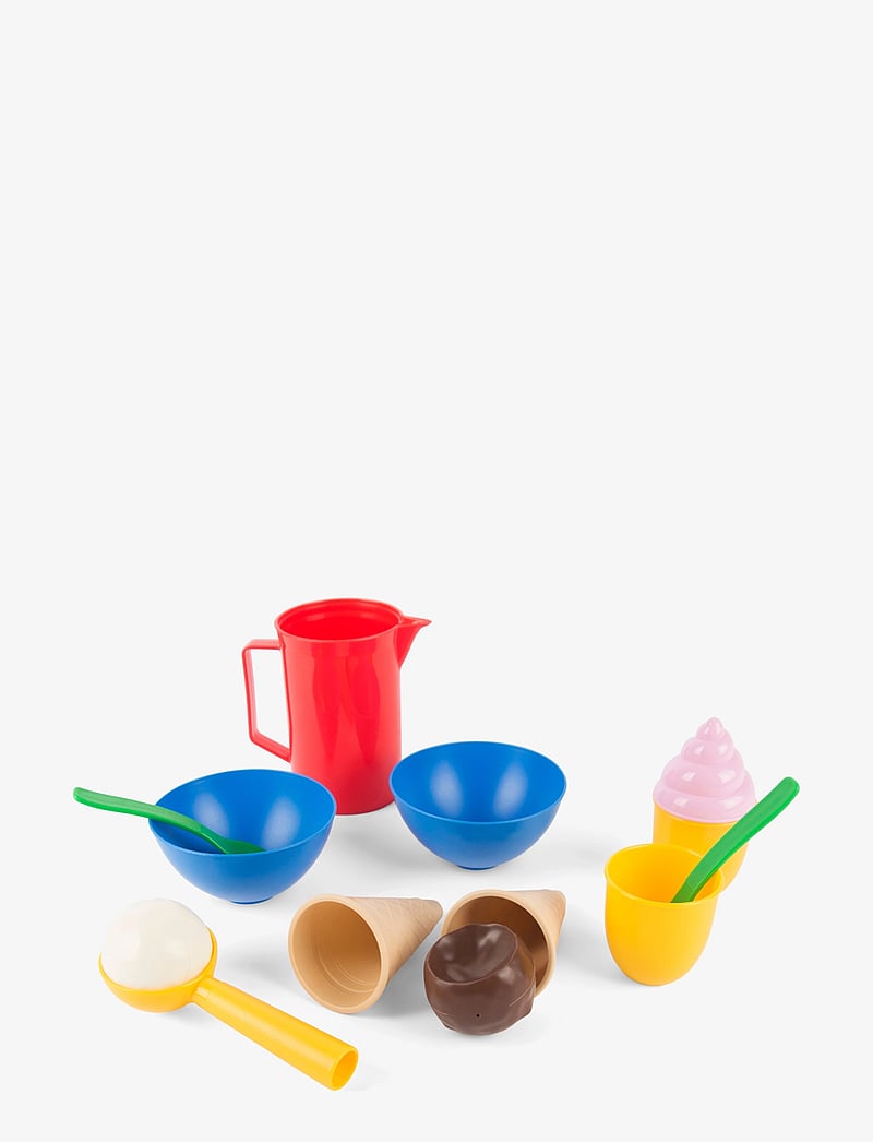 Dantoy - classic ice cream set - legemad & legekager - yellow, red, blue, green, beige, pink, brown, white - 0