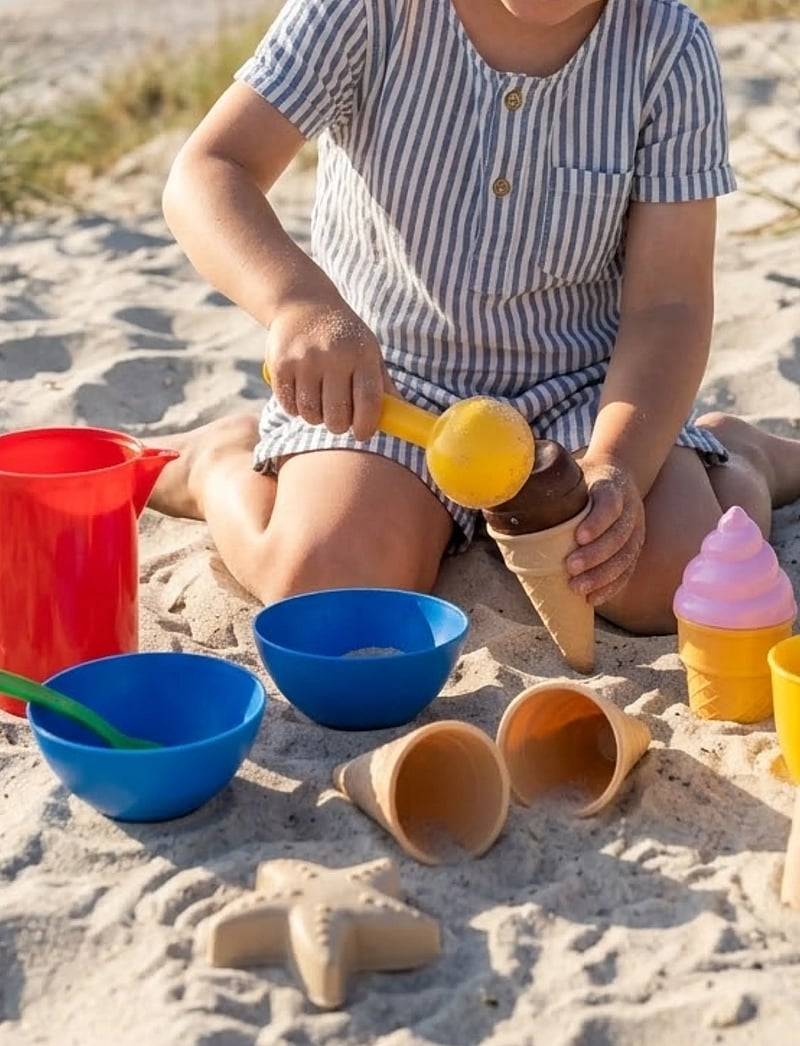 Dantoy - classic ice cream set - legemad & legekager - yellow, red, blue, green, beige, pink, brown, white - 2