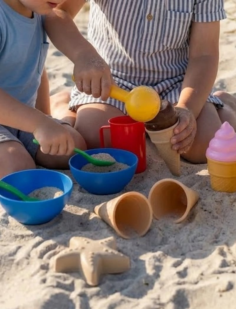 Dantoy - classic ice cream set - legemad & legekager - yellow, red, blue, green, beige, pink, brown, white - 3