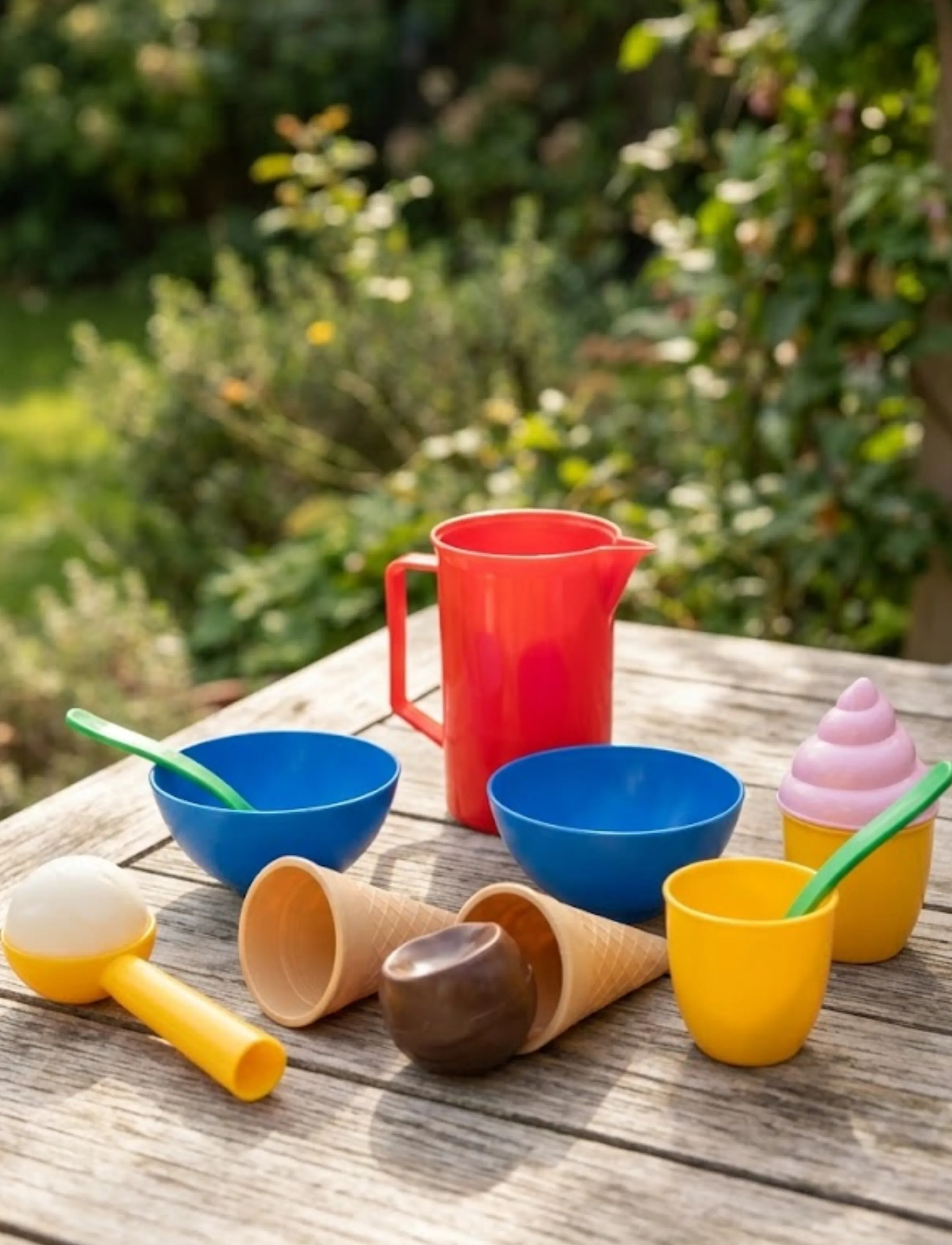 Dantoy - classic ice cream set - yellow, red, blue, green, beige, pink, brown, white - 4