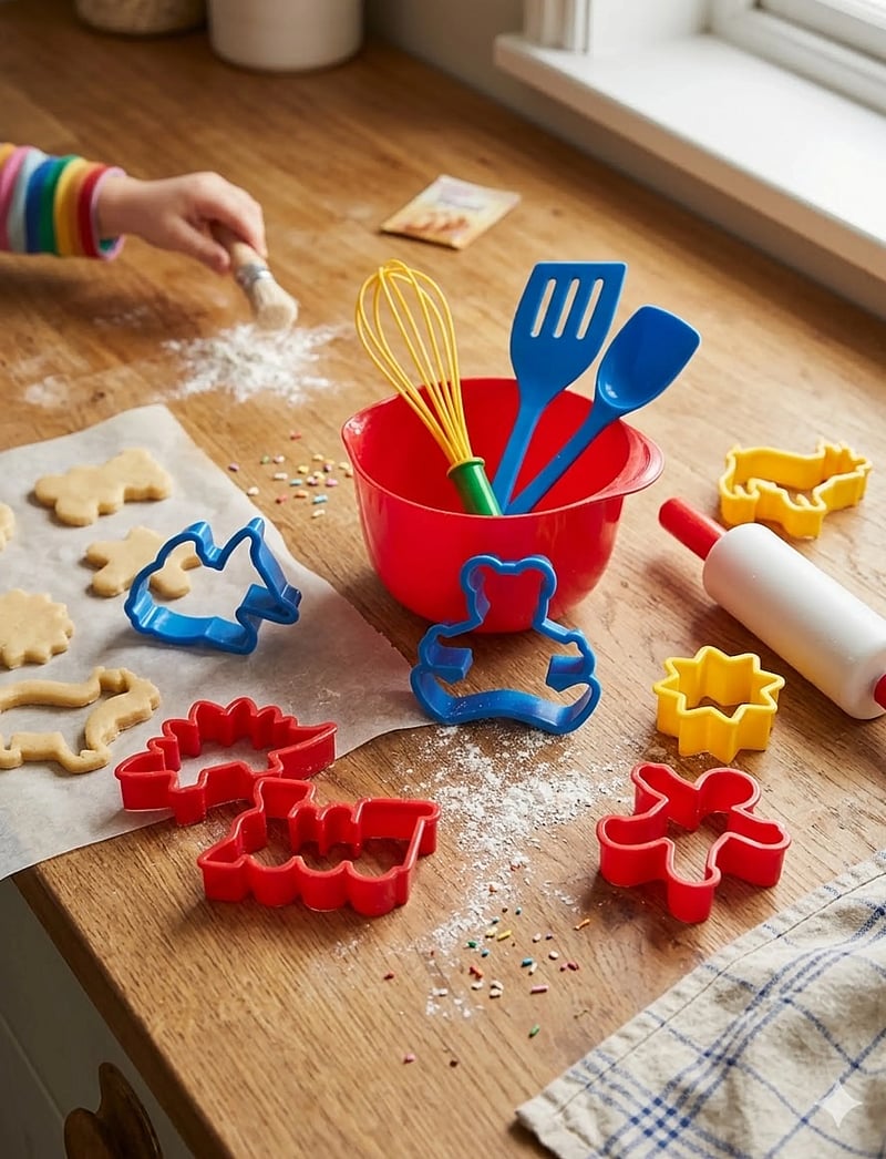 Dantoy - BAKING SET IN NET 12 PCS - tilbehør til legekøkkener - red, blue, yellow, white, green - 0