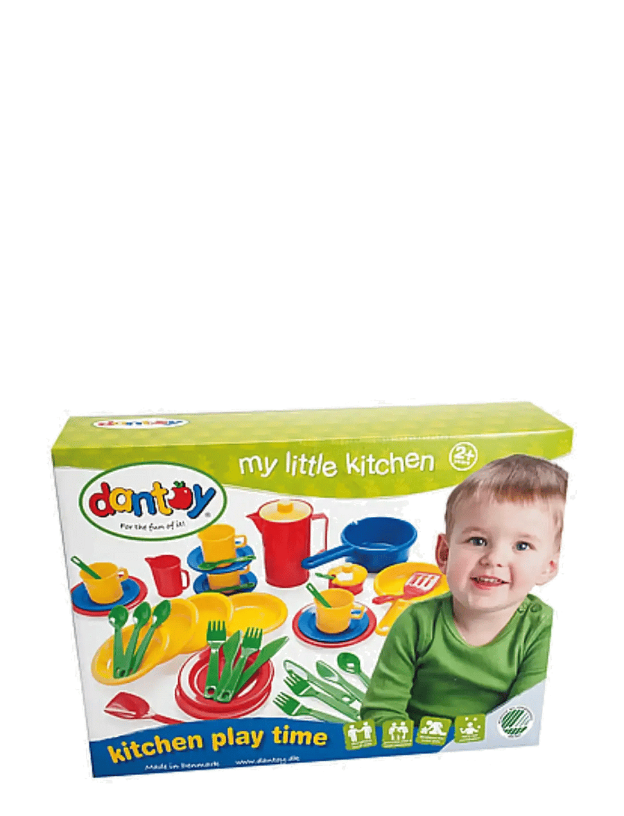 Dantoy - KITCHEN PLAY TIME SET IN BOX - kaffe & teserviser - green, red, yellow, blue - 2