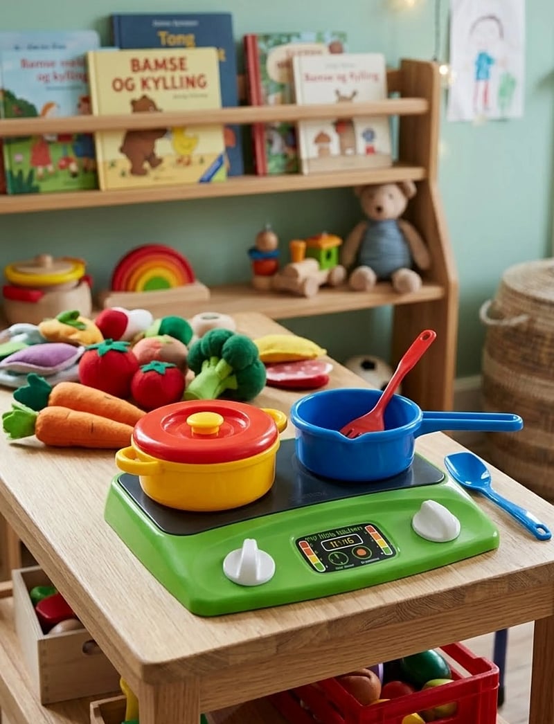 Dantoy - COOK & SERVE SET IN NET 6 PCS - tillbehör till leksakskök - green, blue, yellow, red - 0