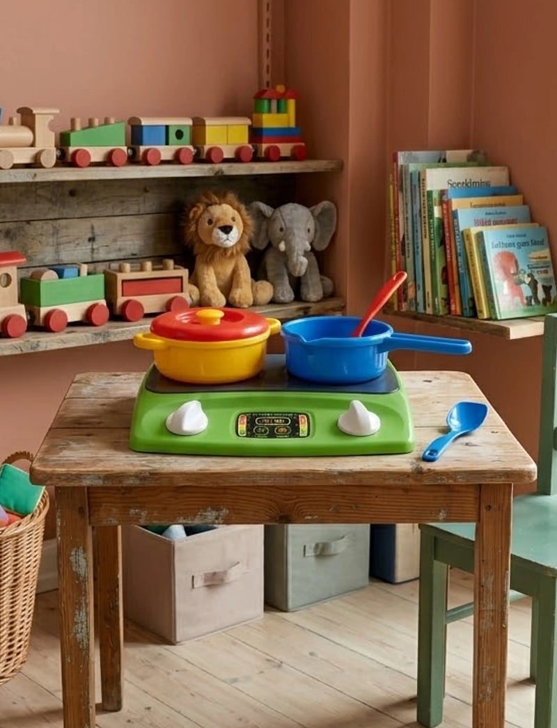 Dantoy - COOK & SERVE SET IN NET 6 PCS - tillbehör till leksakskök - green, blue, yellow, red - 3