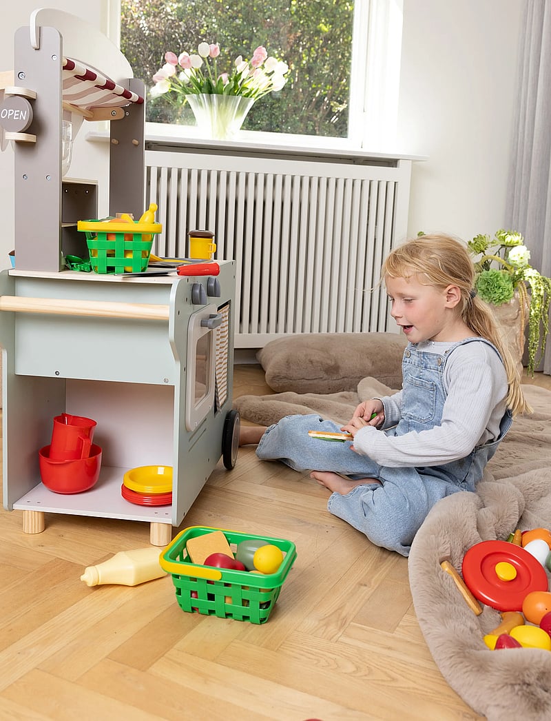 Dantoy - COOK & SERVE SET IN NET 6 PCS - toy kitchen accessories - green, blue, yellow, red - 5