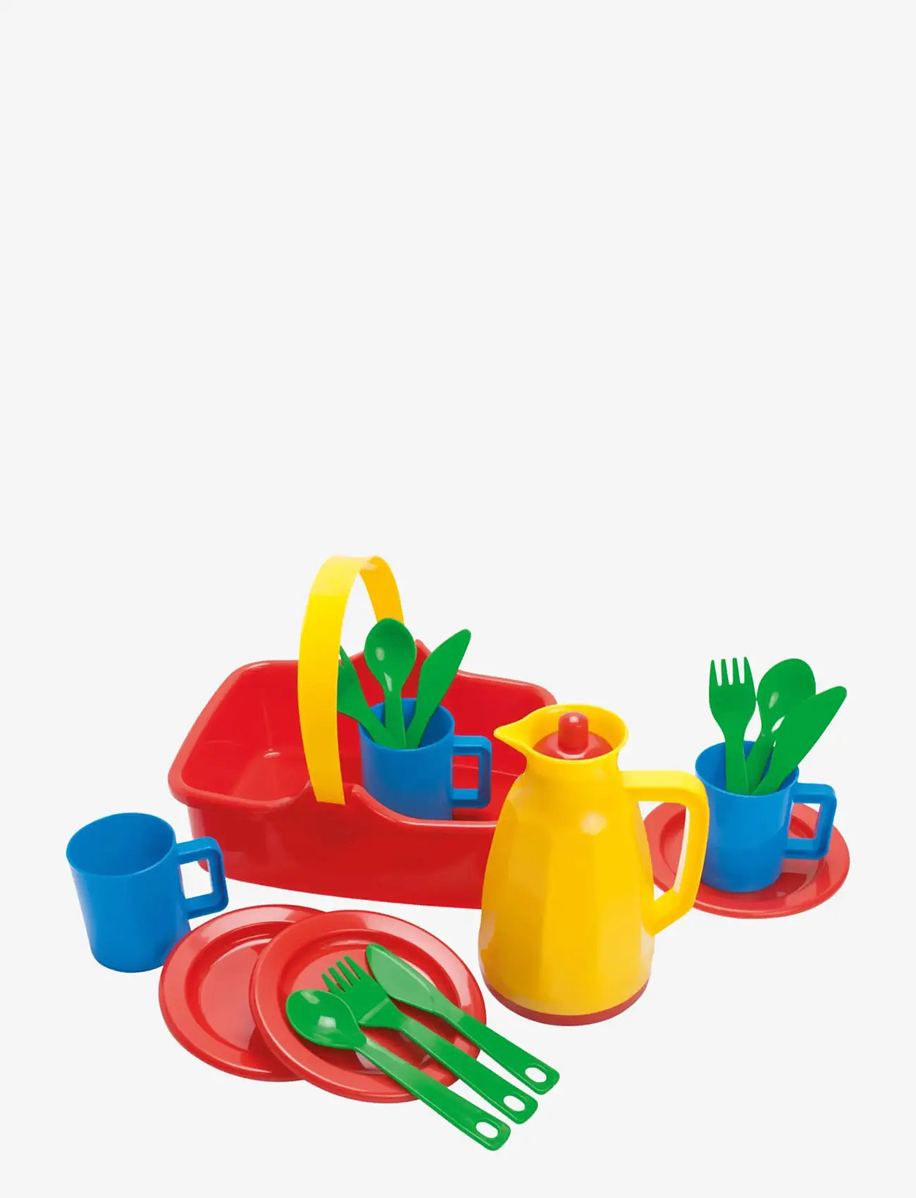 Dantoy - PICNIC SET IN NET 18 PCS - toy kitchen accessories - red, blue, yellow, green - 1