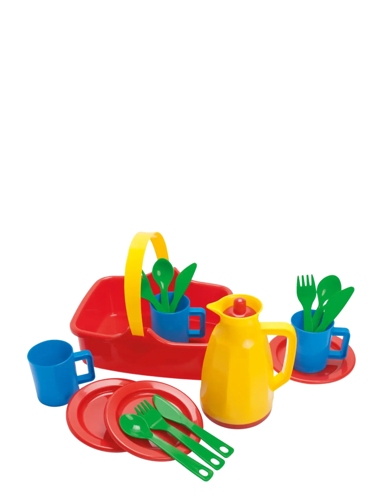 Dantoy PICNIC SET IN NET 18 PCS - Leksaker 0–2 år - RED, BLUE, YELLOW, GREEN / multi