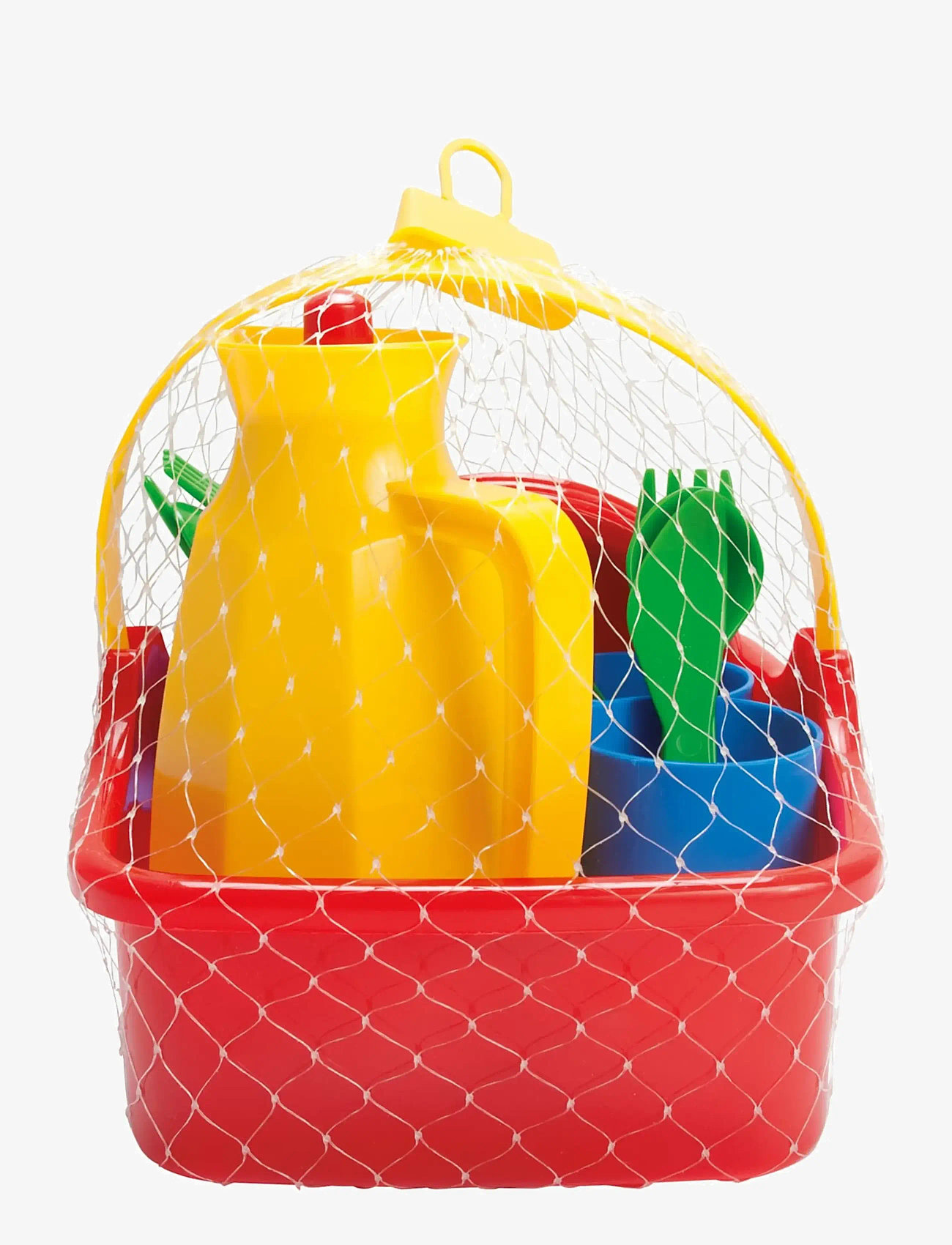 Dantoy - PICNIC SET IN NET 18 PCS - toy kitchen accessories - red, blue, yellow, green - 2