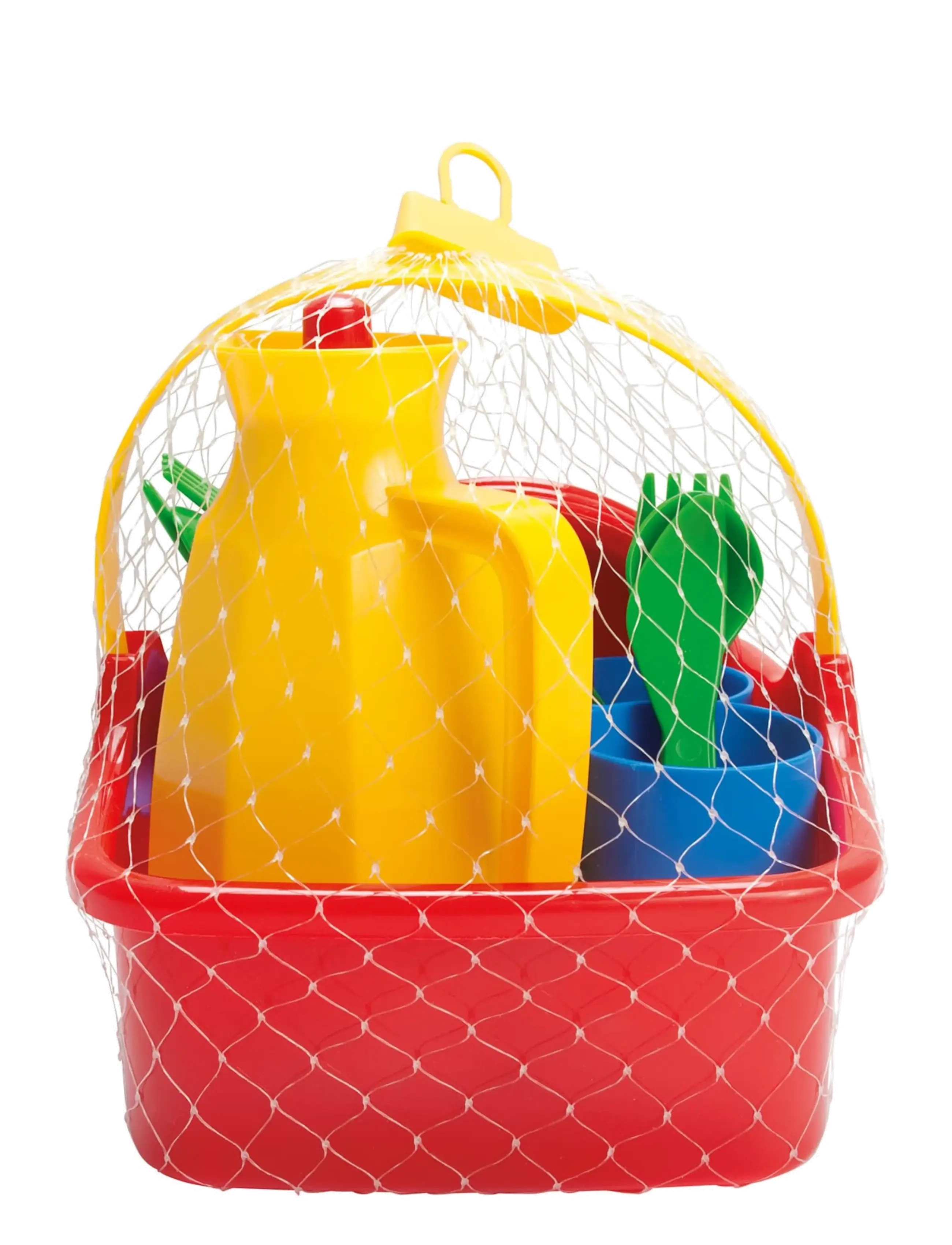 Dantoy - PICNIC SET IN NET 18 PCS - tilbehør til legekøkkener - red, blue, yellow, green - 1