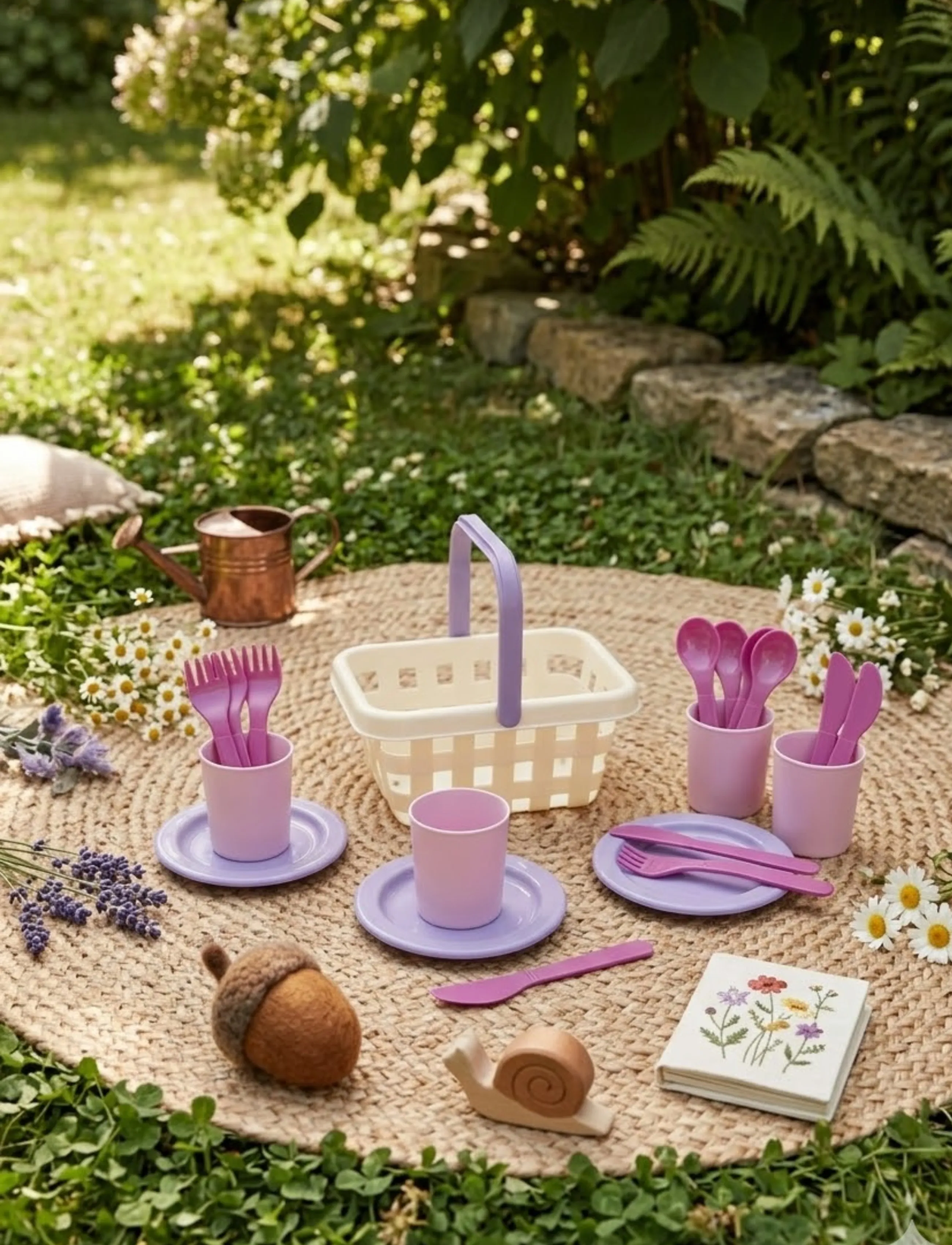 Dantoy - MLP PICNIC SET IN NET - accessoires voor speelgoedkeukens - pink, lilac, white, grey - 3