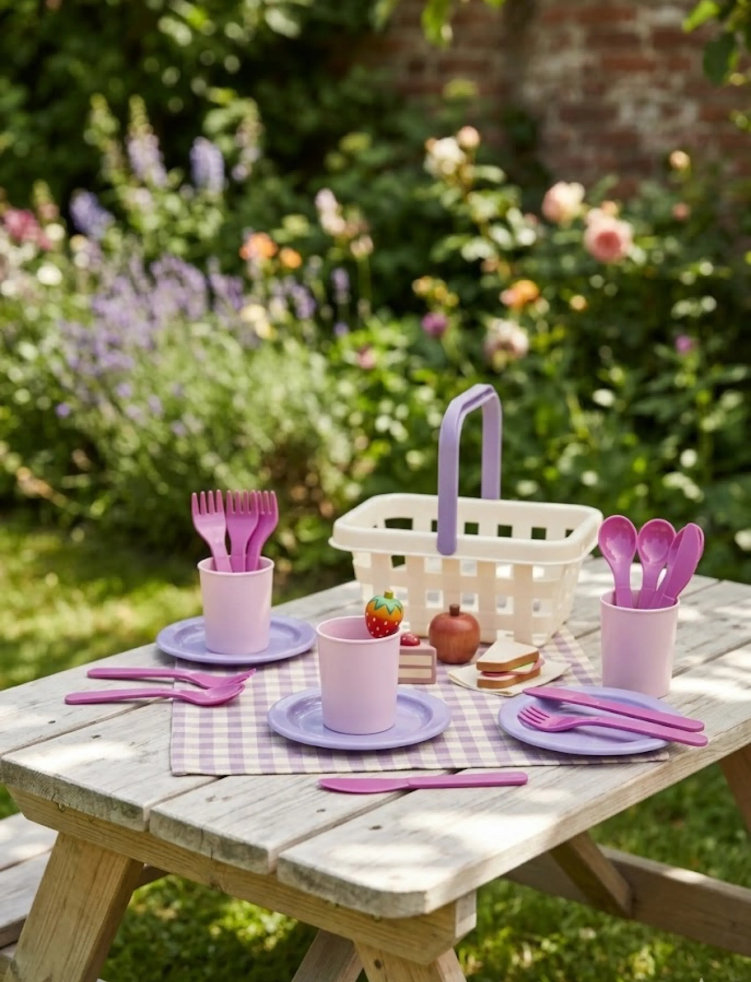Dantoy - MLP PICNIC SET IN NET - accessoires voor speelgoedkeukens - pink, lilac, white, grey - 4
