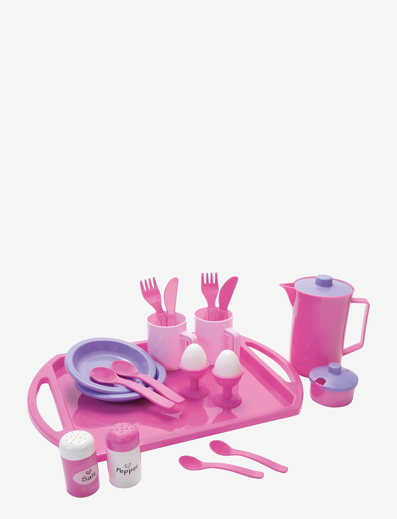 Dantoy - MY LITTLE P. BREAKFAST SET ON TRAY NET 23 PCS - coffee & tea sets - pink - 1