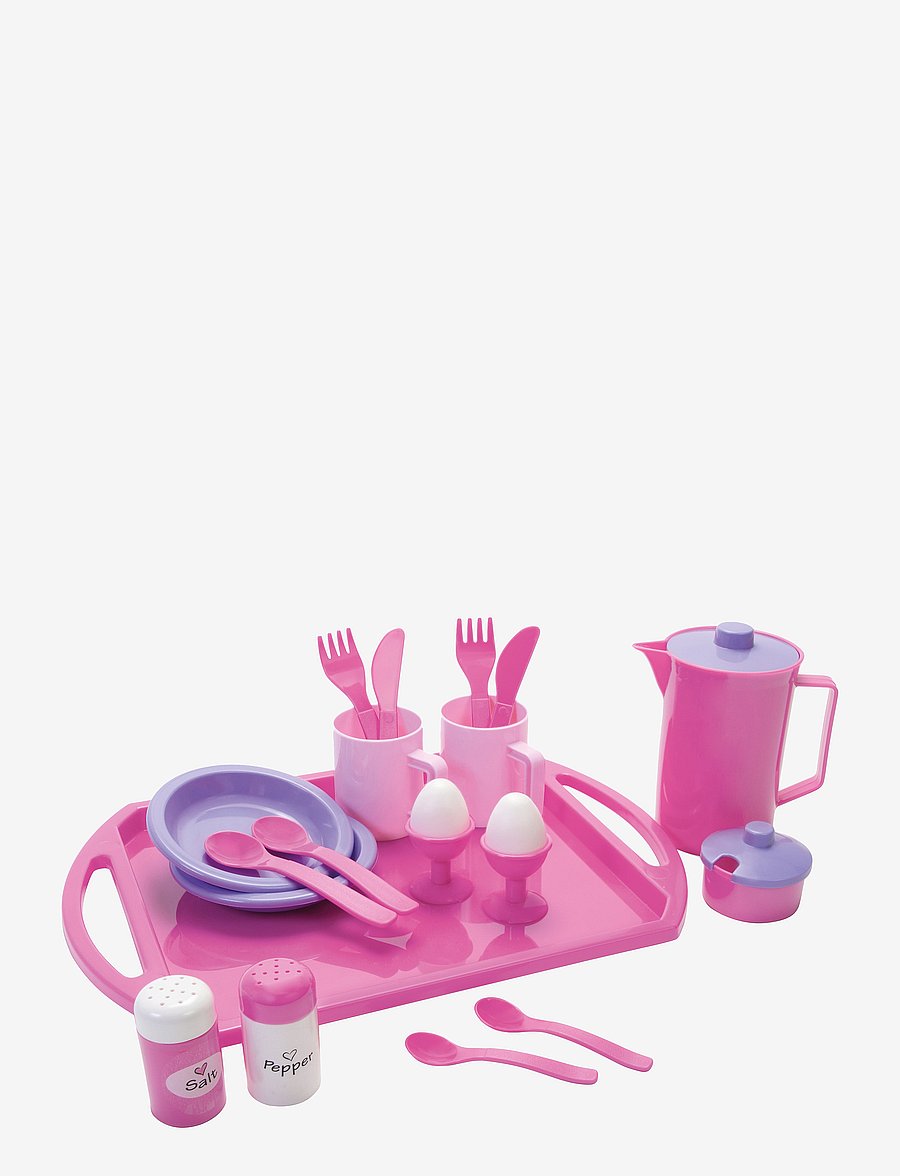 Dantoy - MY LITTLE P. BREAKFAST SET ON TRAY NET 23 PCS - kahvi- & teesetit - pink - 1
