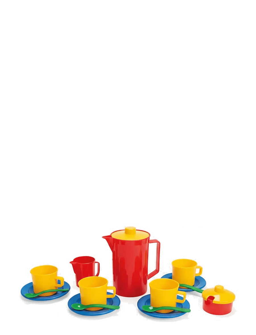 Dantoy - COFFEE SET IN NET 17 PCS - kaffe & teserviser - green, blue, yellow, red - 1