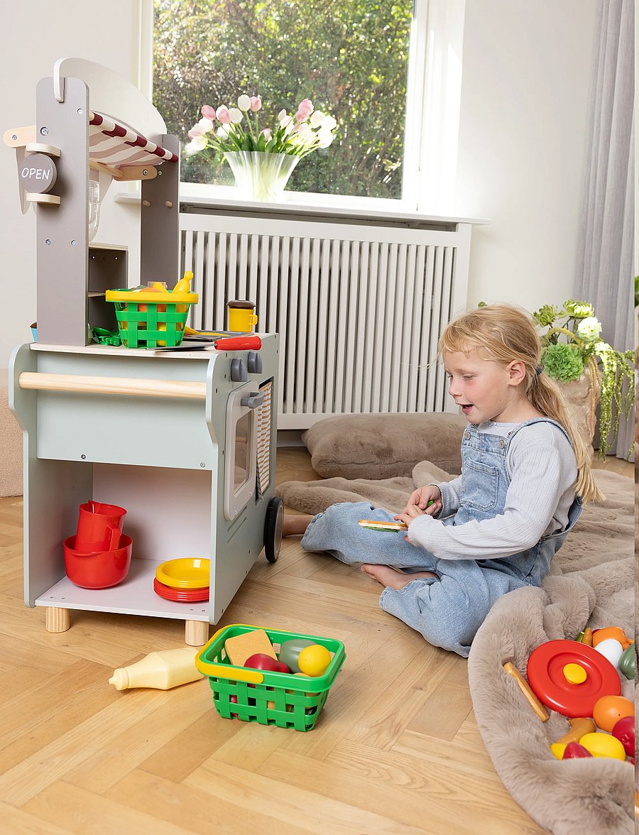Dantoy - DINNER SET IN NET 22 PCS - tillbehör till leksakskök - red, blue, yellow, green - 3