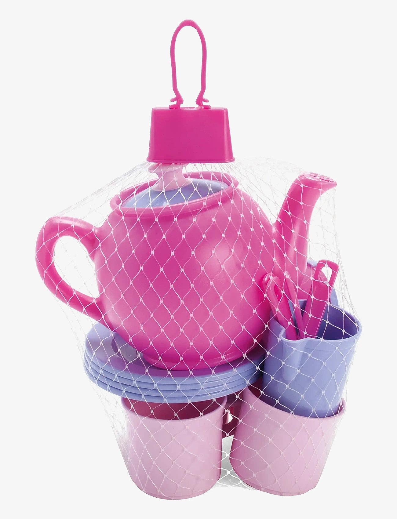 Dantoy - MY LITTLE P. TEA SET IN NET 17 PCS - kaffesæt & tesæt - pink, white, red, purple - 2