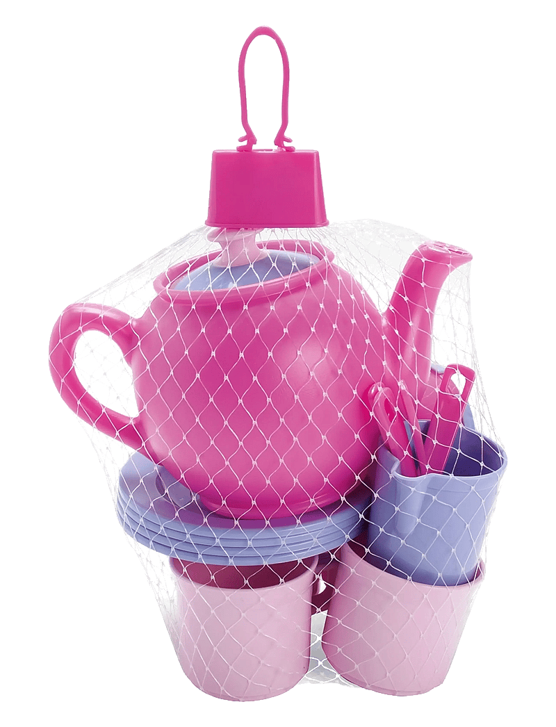 Dantoy - MY LITTLE P. TEA SET IN NET 17 PCS - kaffesæt & tesæt - pink, white, red, purple - 2