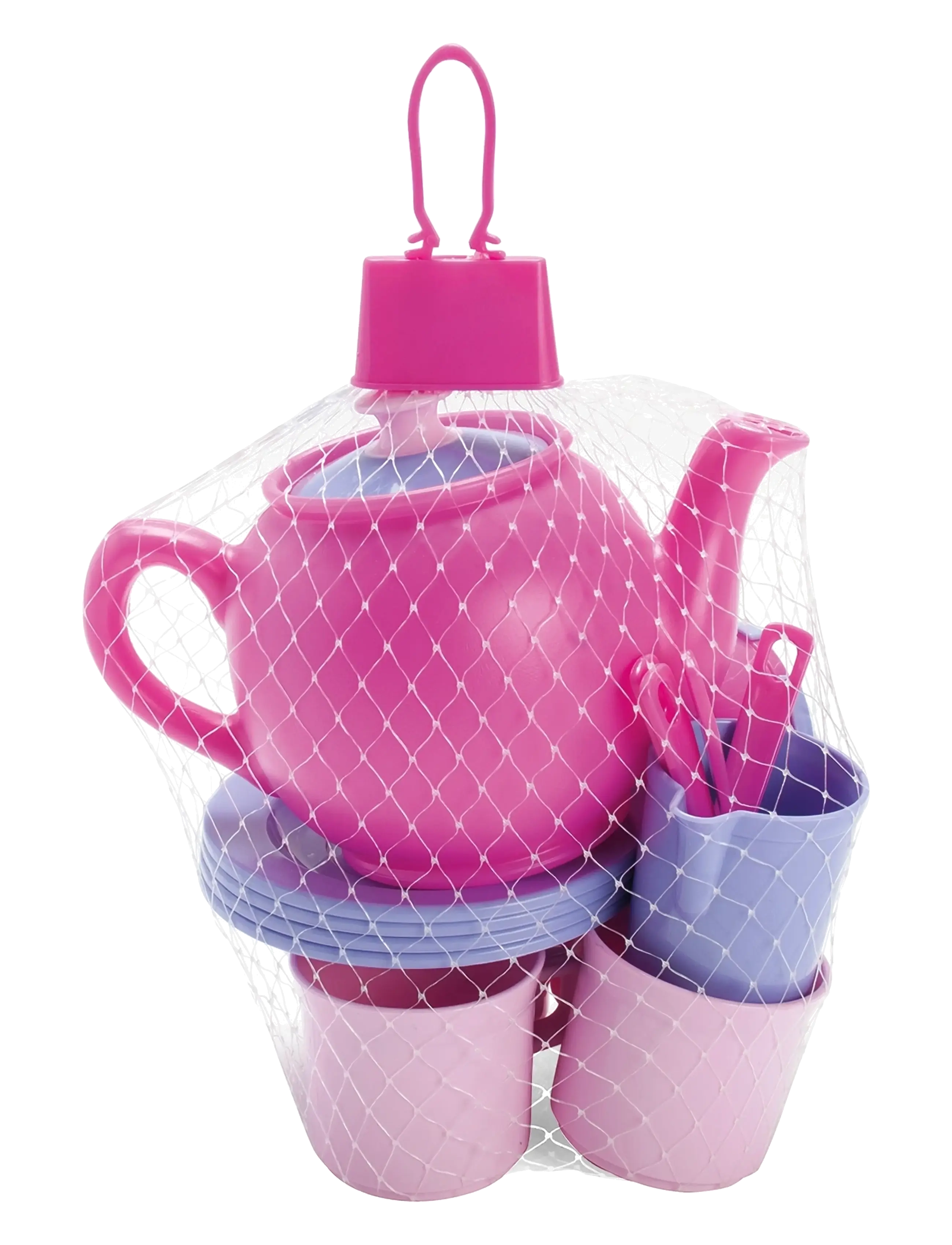 Dantoy - MY LITTLE P. TEA SET IN NET 17 PCS - kaffesæt & tesæt - pink, white, red, purple - 2