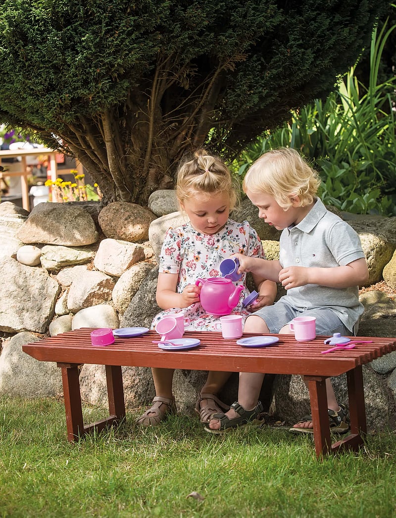 Dantoy - MY LITTLE P. TEA SET IN NET 17 PCS - kaffesæt & tesæt - pink, white, red, purple - 0