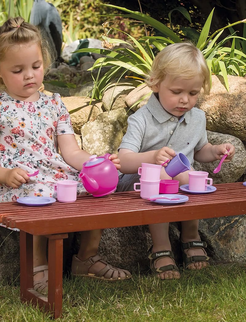 Dantoy - MY LITTLE P. TEA SET IN NET 17 PCS - kaffesæt & tesæt - pink, white, red, purple - 3