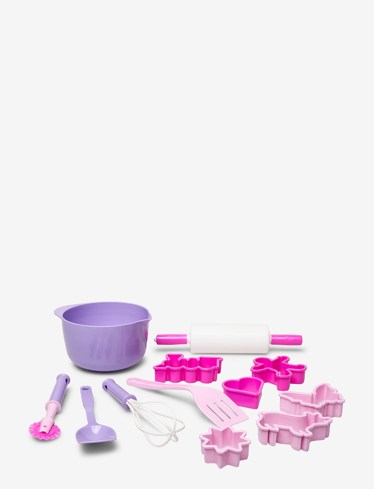 Dantoy - MY LITTLE P. BAKING SET IN NET 12 PCS - tillbehör till leksakskök - pink, white, red, purple - 0