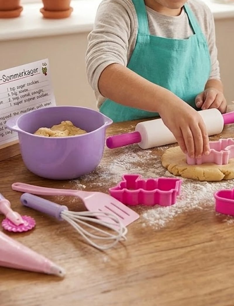 Dantoy - MY LITTLE P. BAKING SET IN NET 12 PCS - tilbehør til lekekjøkken - pink, white, red, purple - 3